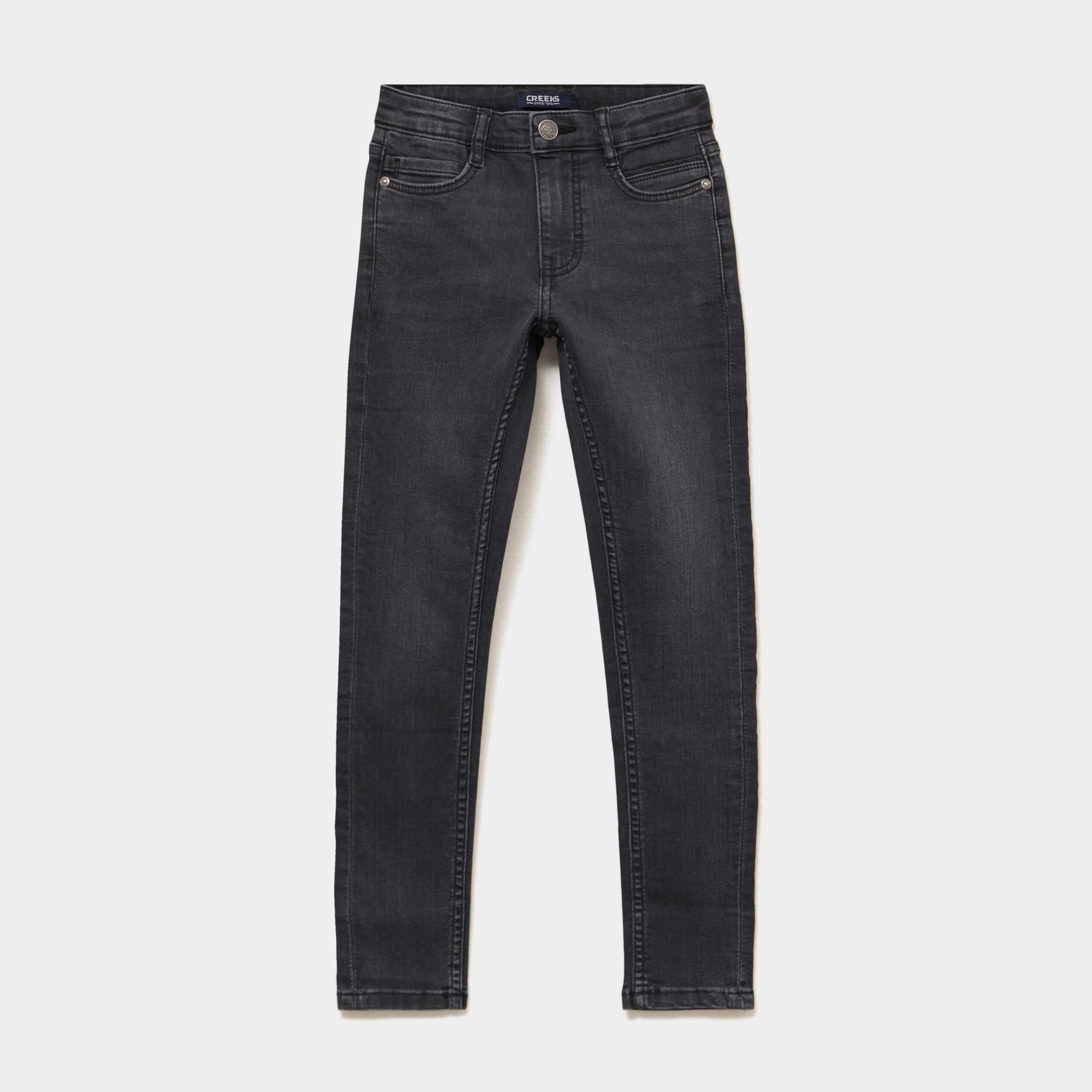 Jean skinny 5 poches taille ajustable denim noir gar&ccedil;on