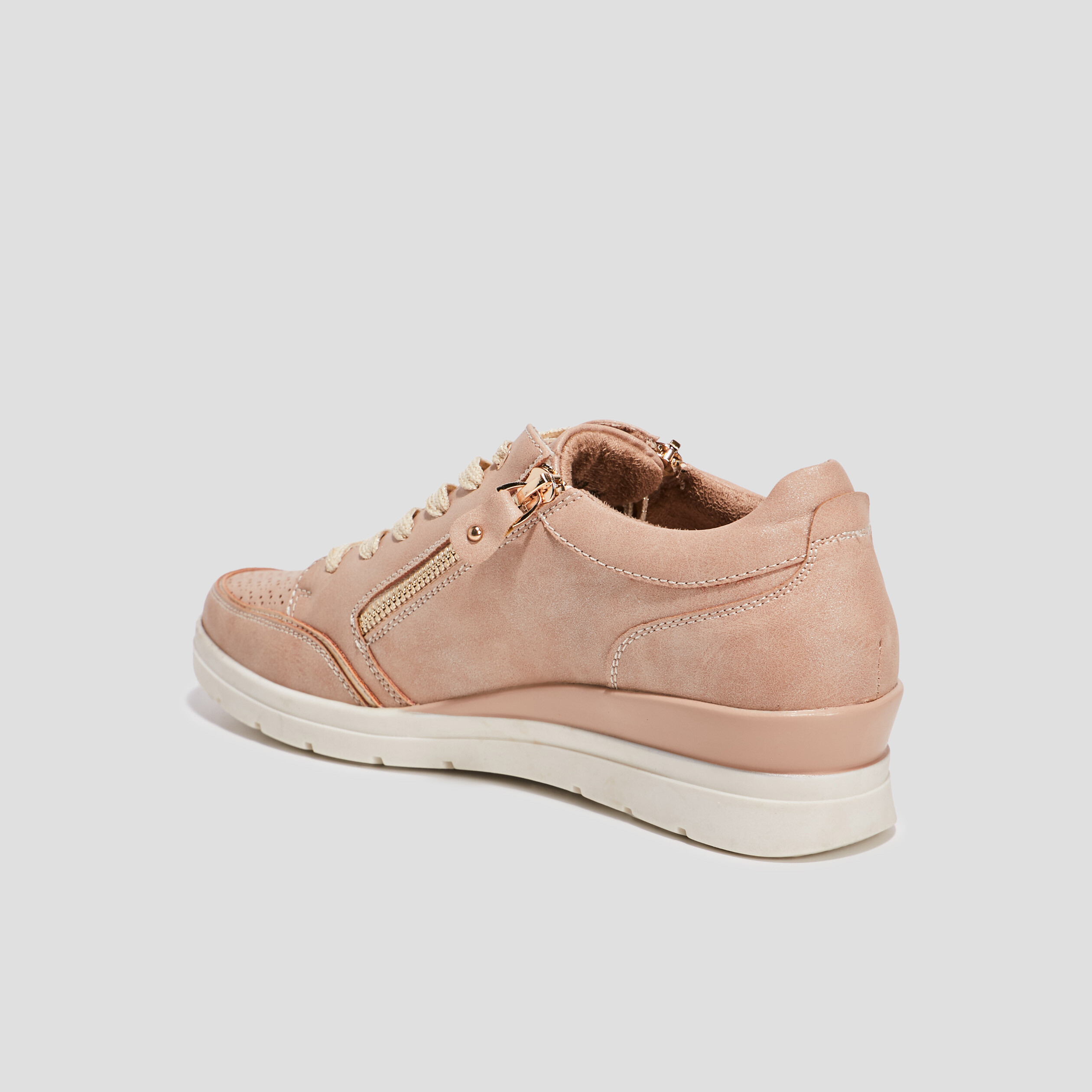 Tennis &agrave; lacets zipp&eacute;es rose femme