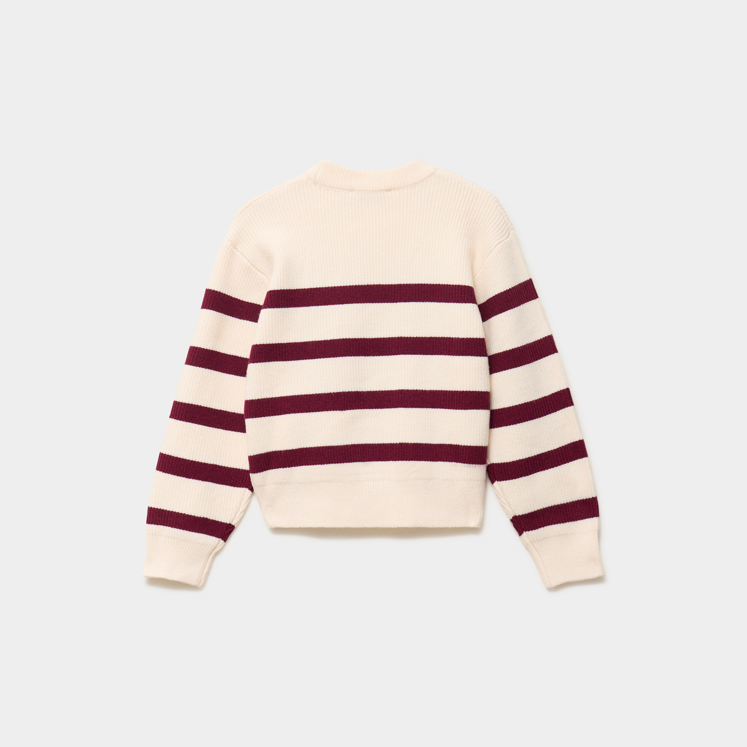 Pull relax col rond manches longues bordeaux fille