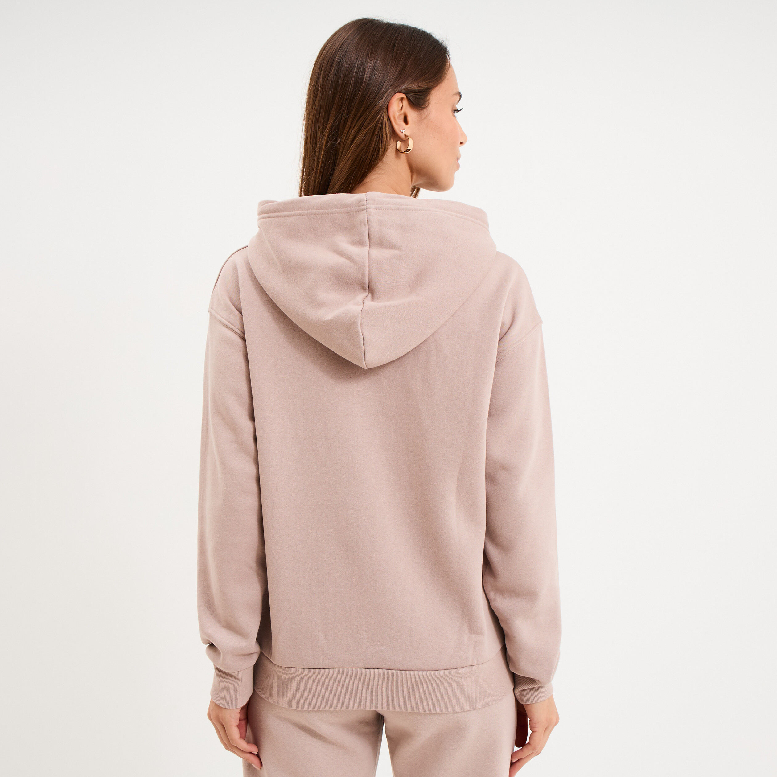 Sweat hoodie molleton &agrave; capuche marron clair femme