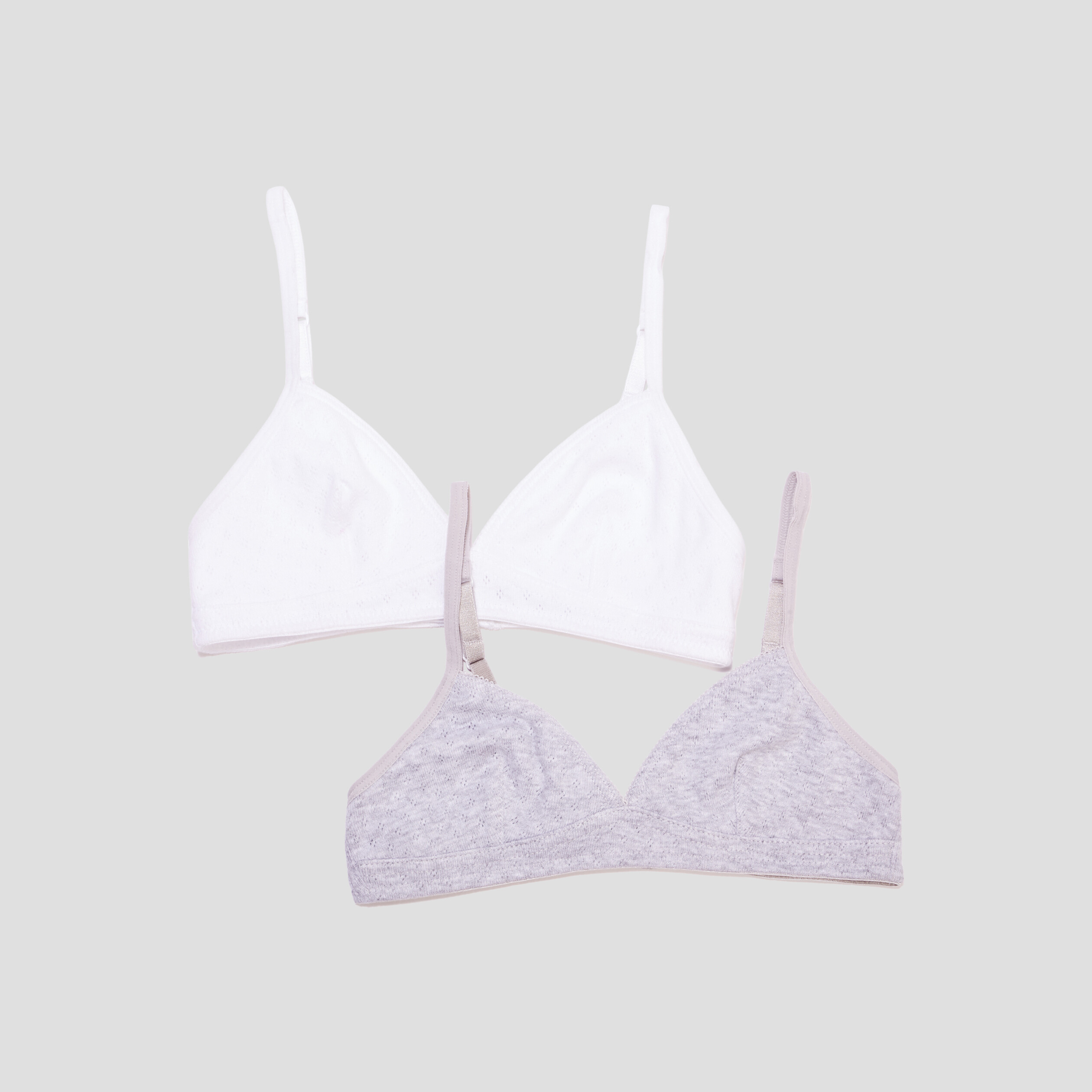 lot 2 brassieres coton sans coques gris clair fille Lot 2 brassières coton sans coques gris clair fille