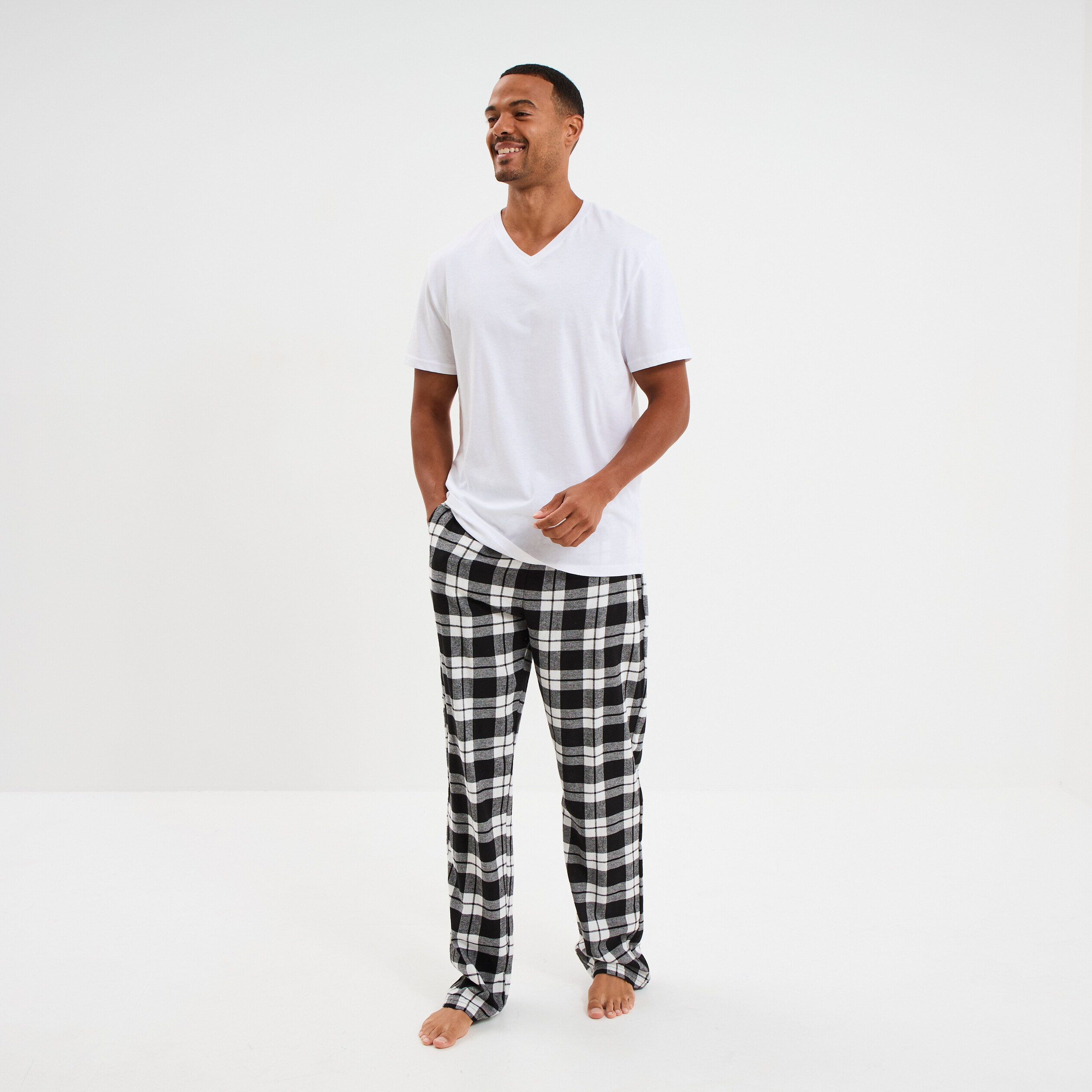 pantalon de pyjama coton coupe droite noir homme Pantalon de pyjama coton coupe droite noir homme