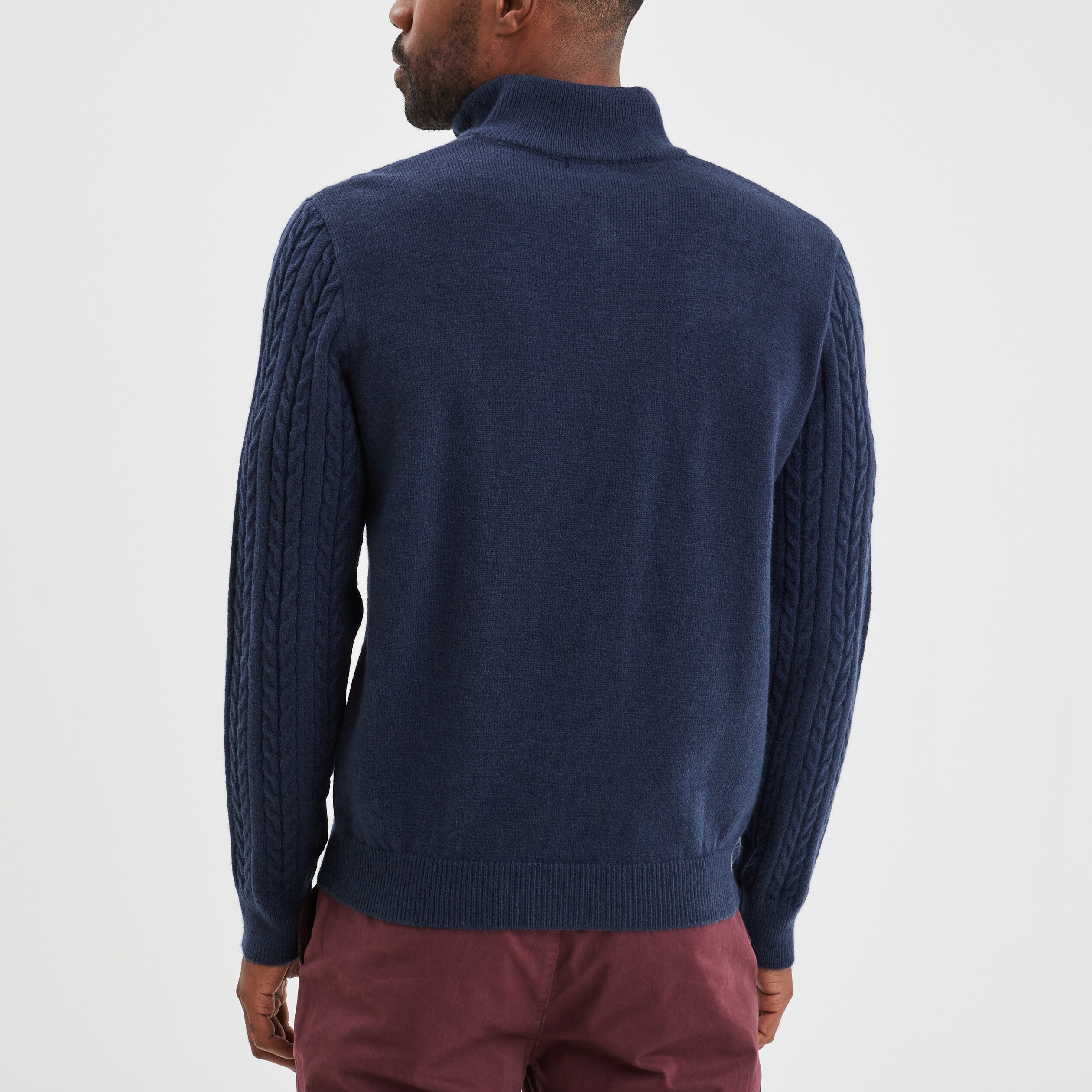 Pull camionneur à torsades bleu marine homme