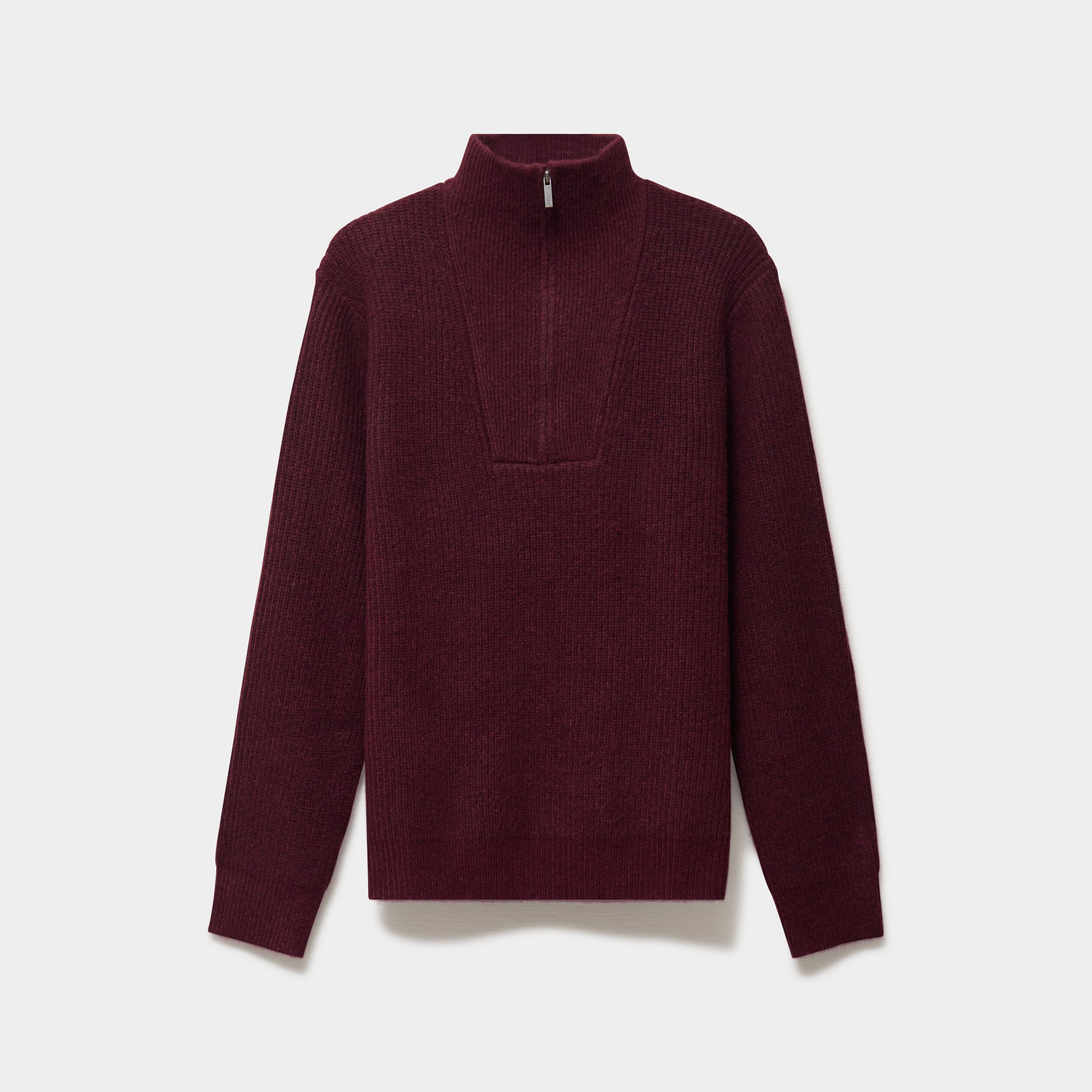 Pull avec col camionneur c&ocirc;tel&eacute; prune homme