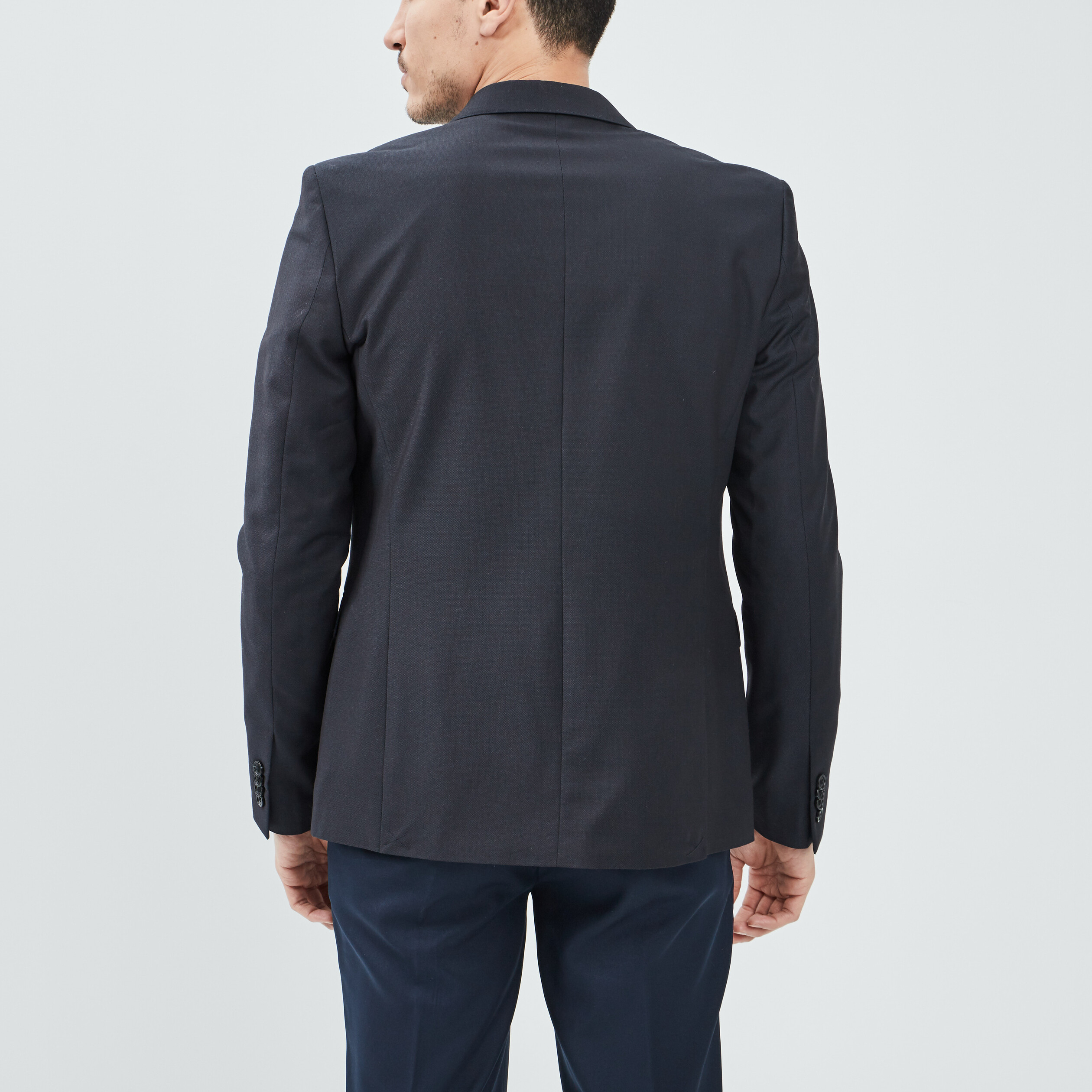 Veste ajustée boutonnée bleu homme