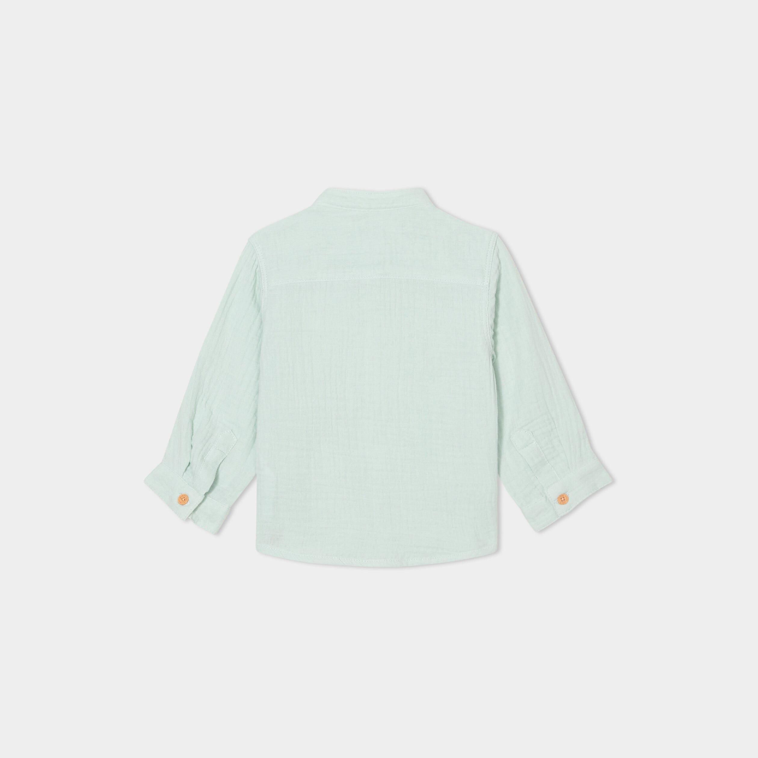 Chemise col mao en gaze de coton vert clair b&eacute;b&eacute; gar&ccedil;on