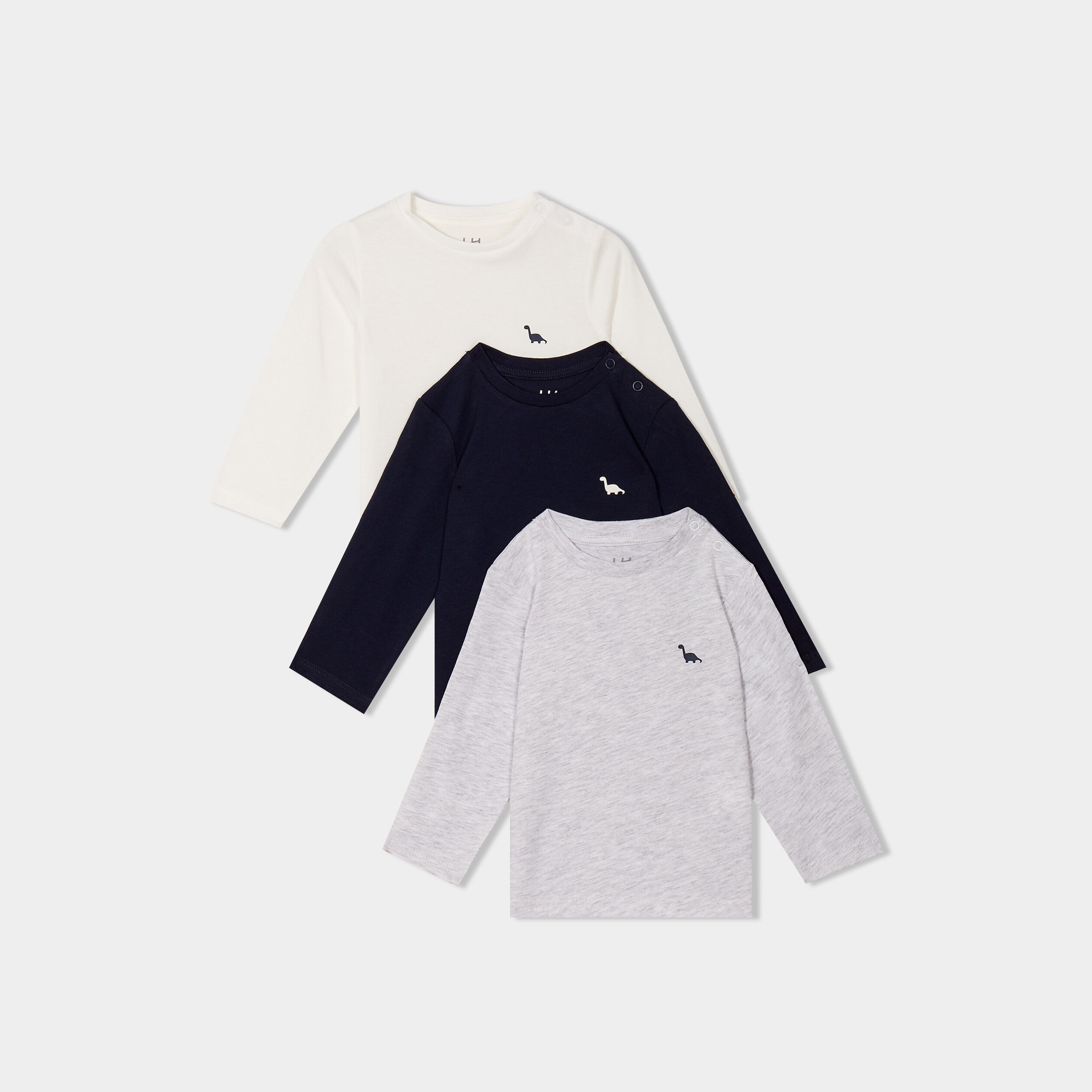 lot 3 t shirts manches longues coton blanc bebeg Lot 3 t-shirts manches longues coton blanc bébé garçon