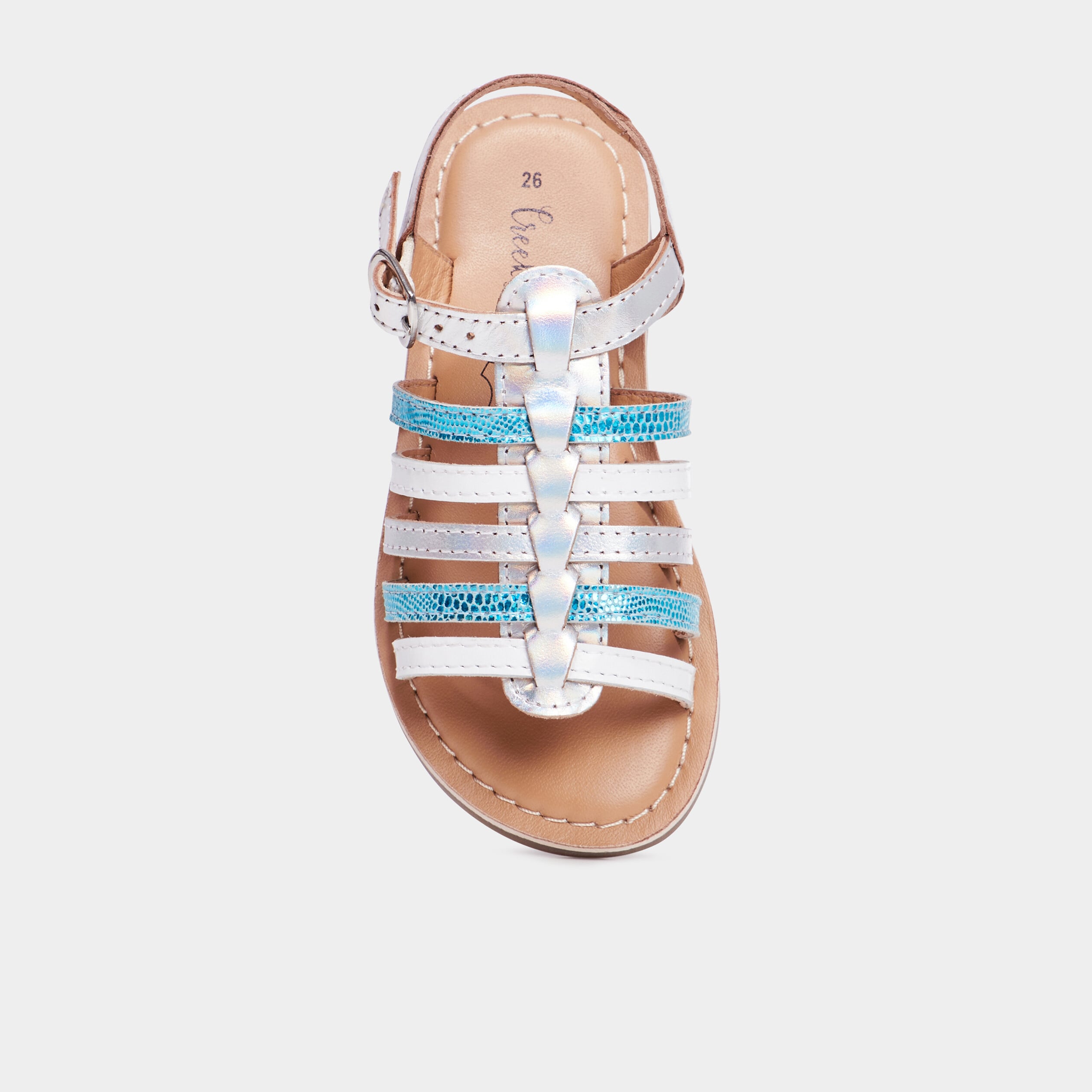 Sandales brides iris&eacute;es en cuir Creeks bleu fille