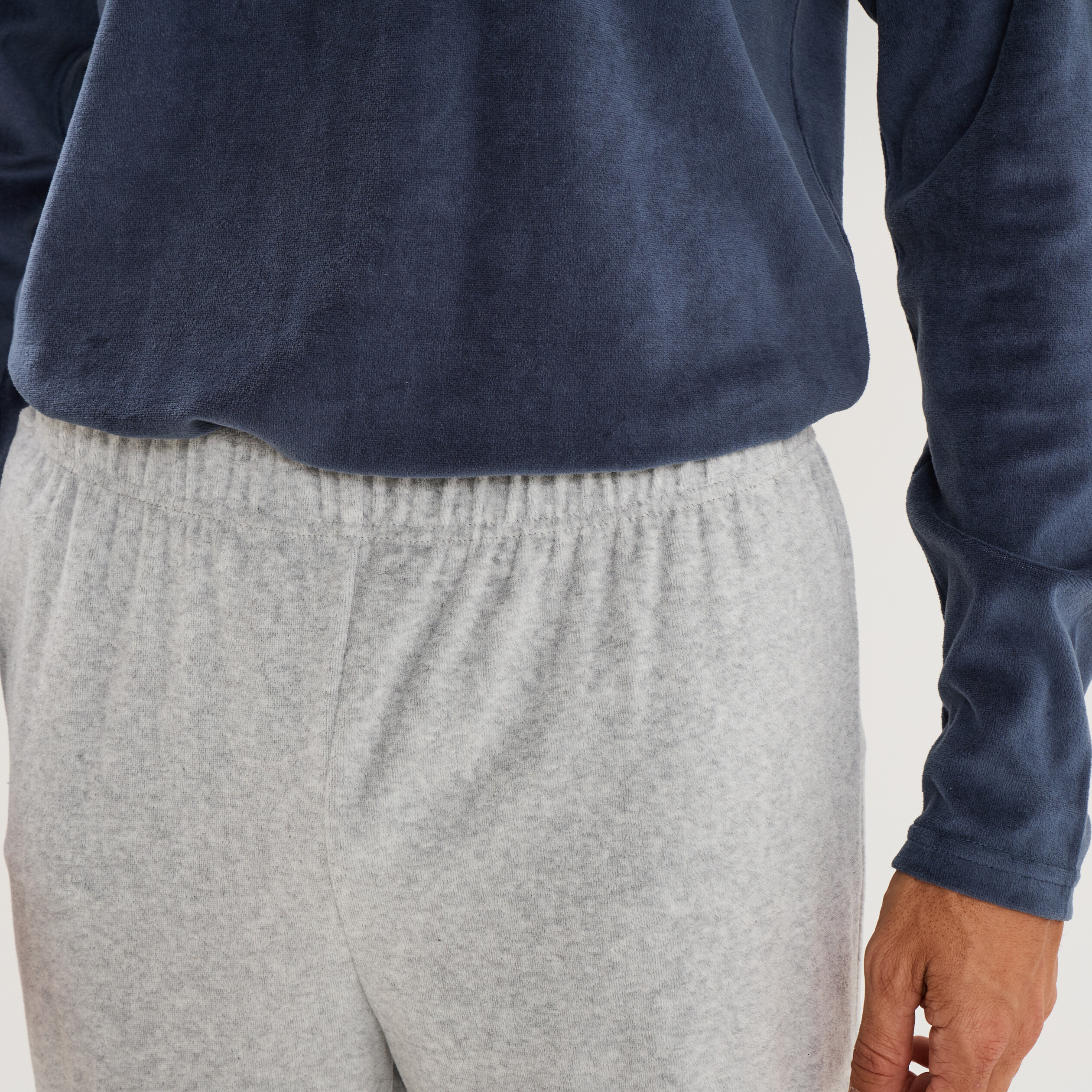 Ensemble pyjama velours t-shirt pantalon bleu homme