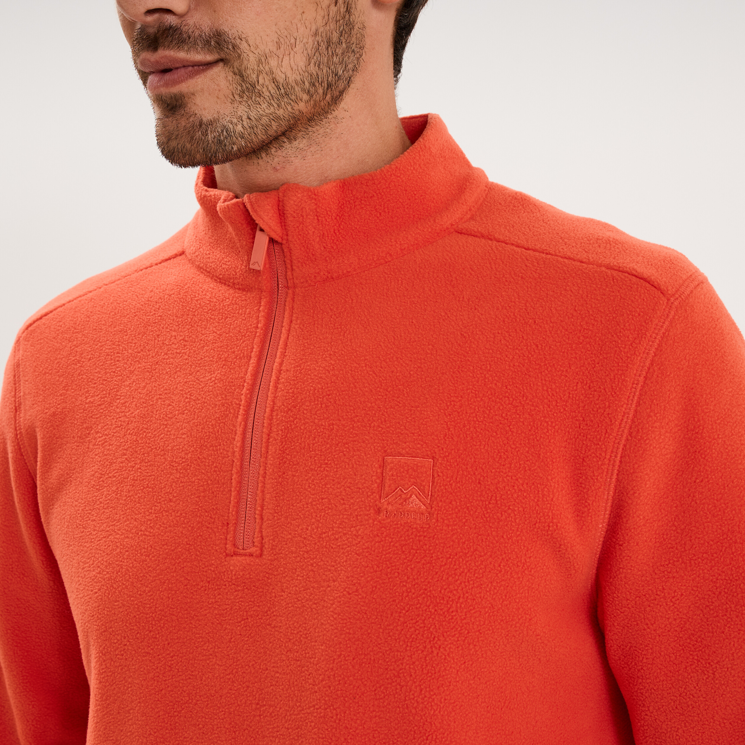 Sweat polaire col camionneur rouge homme