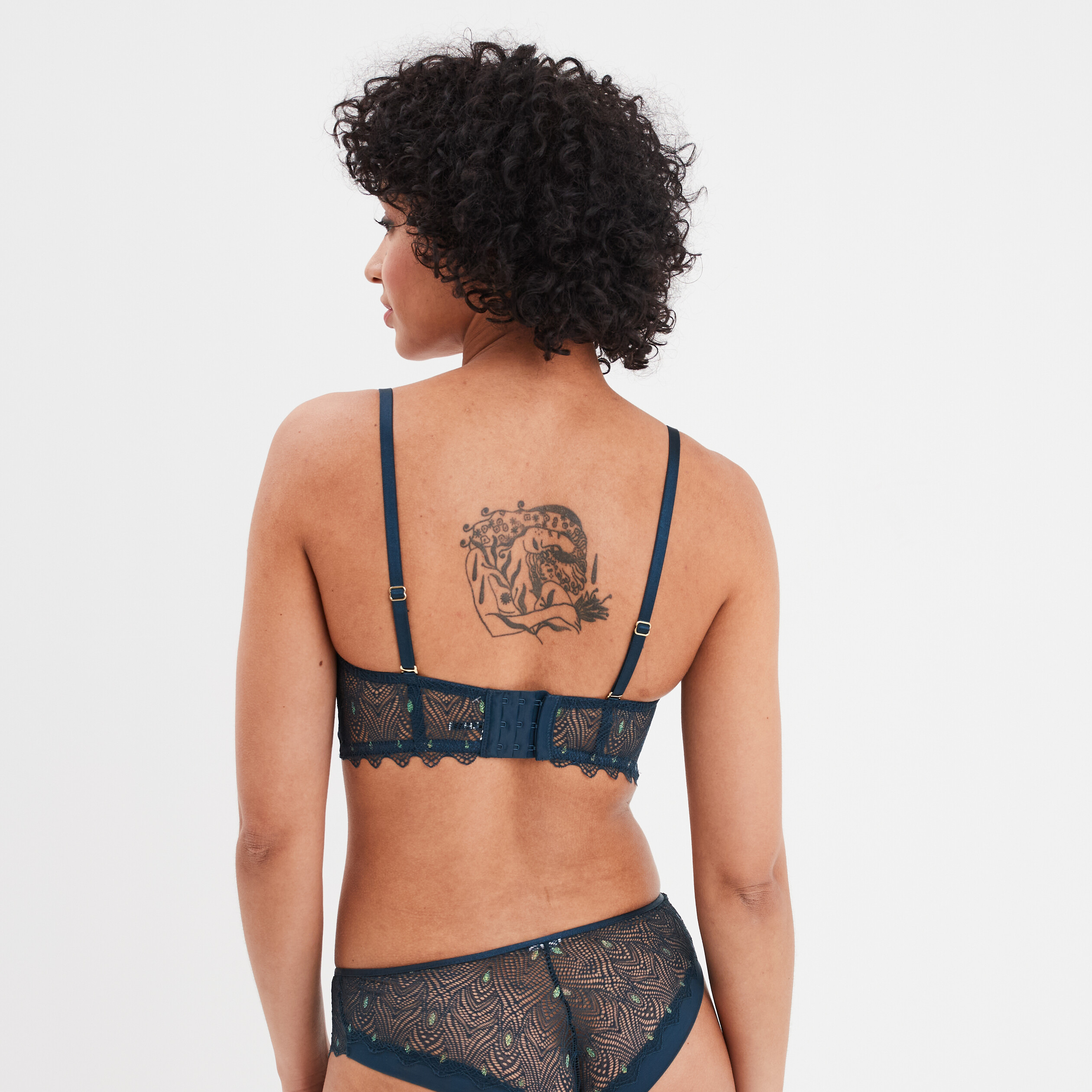 soutien gorge bandeau padde dentelle bleu canard femme Soutien-gorge bandeau paddé dentelle bleu canard femme
