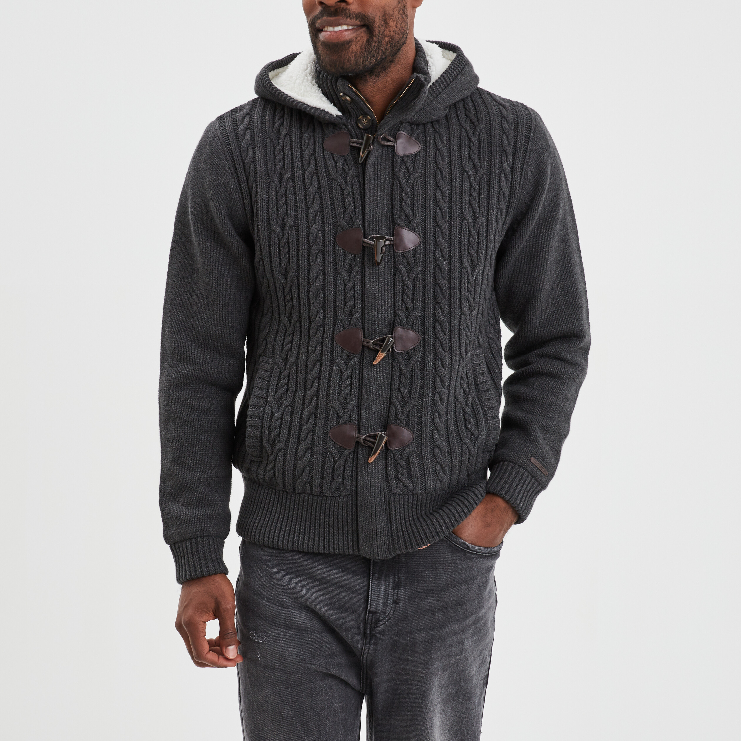 Gilet capuche gris fonc homme La Halle