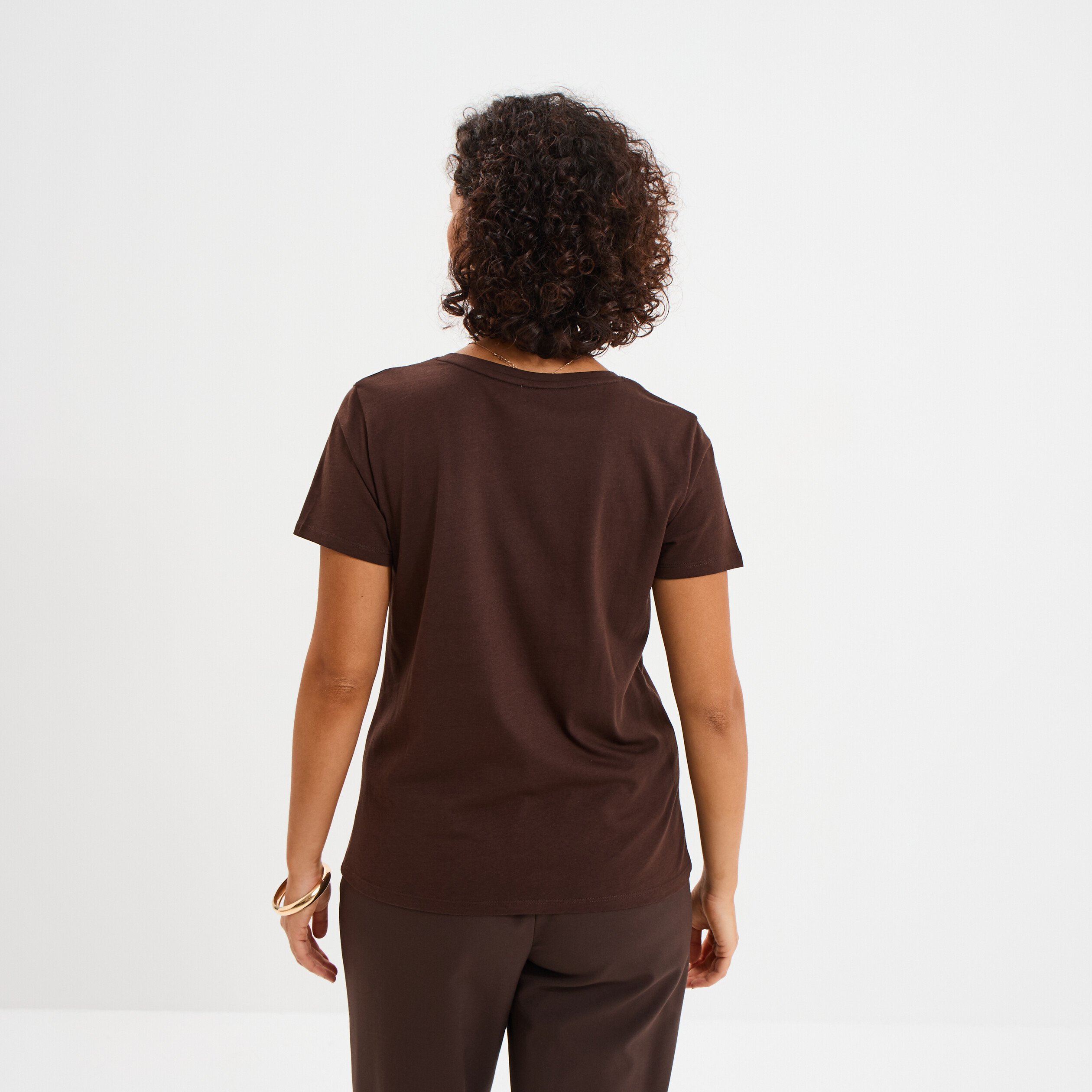 t shirt col rond manches courtes creeks marron fonce femme T-shirt col rond manches courtes Creeks marron foncé femme
