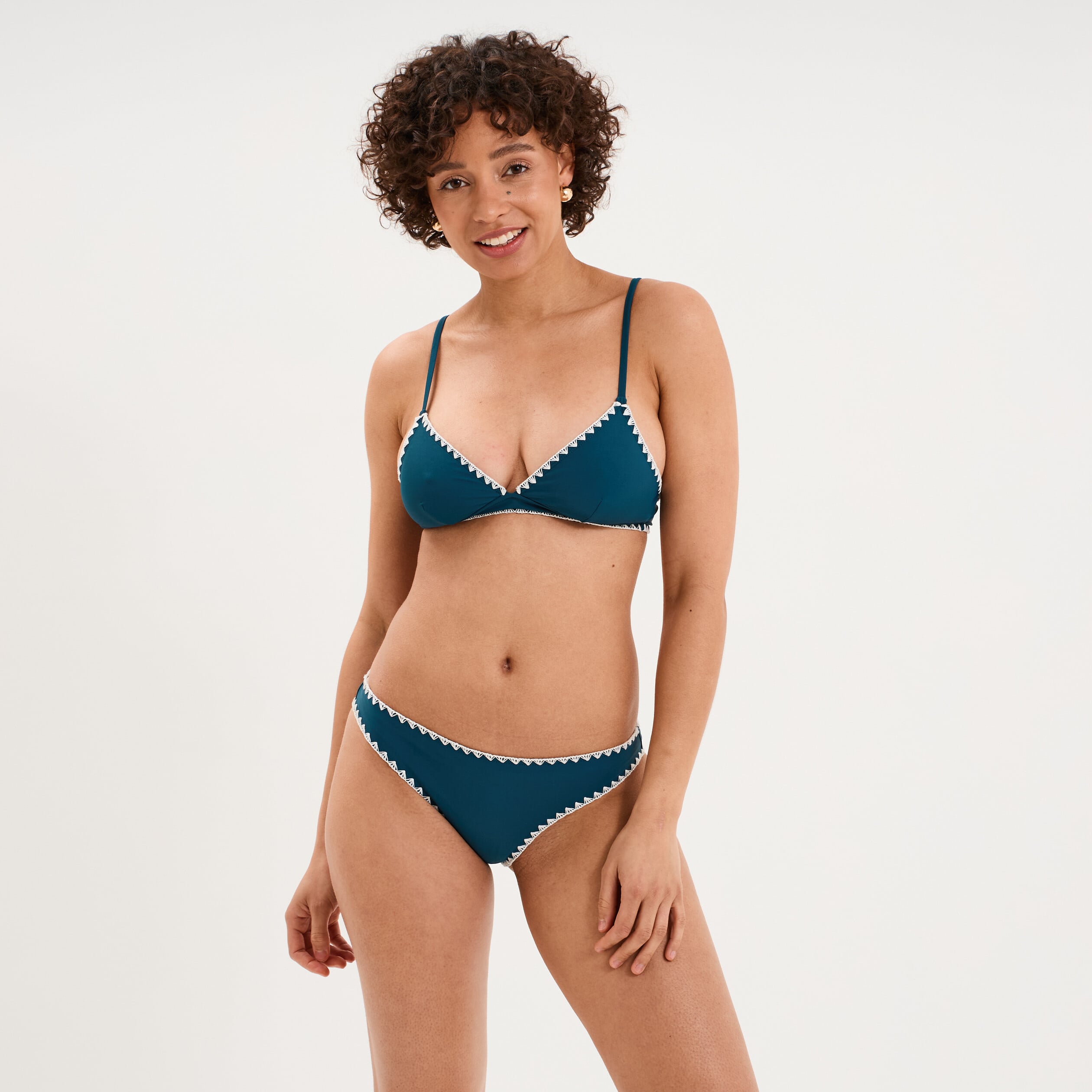 Haut de maillot de bain triangle bleu p&eacute;trole femme