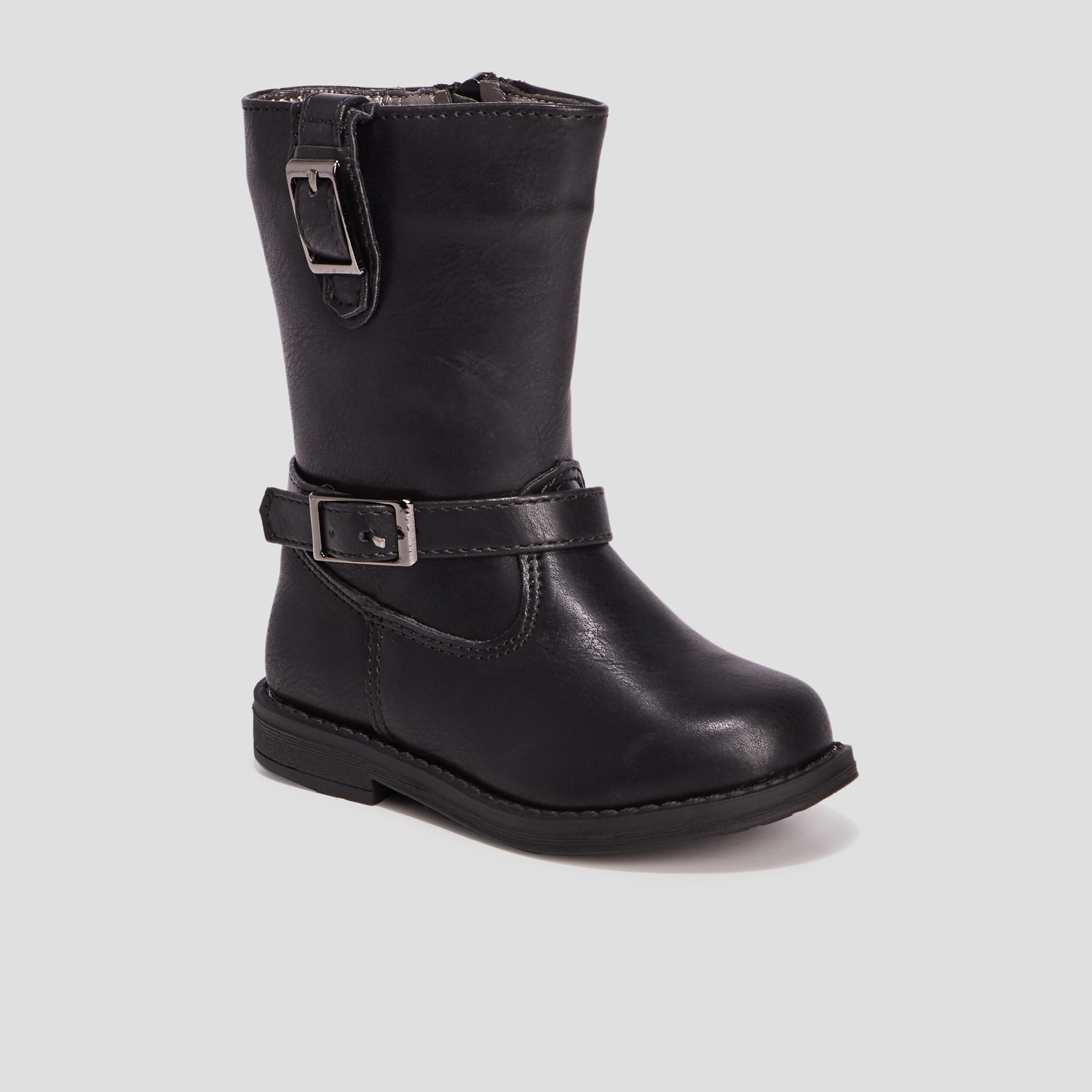 Bottes zippées avec boucles noir bébé fille