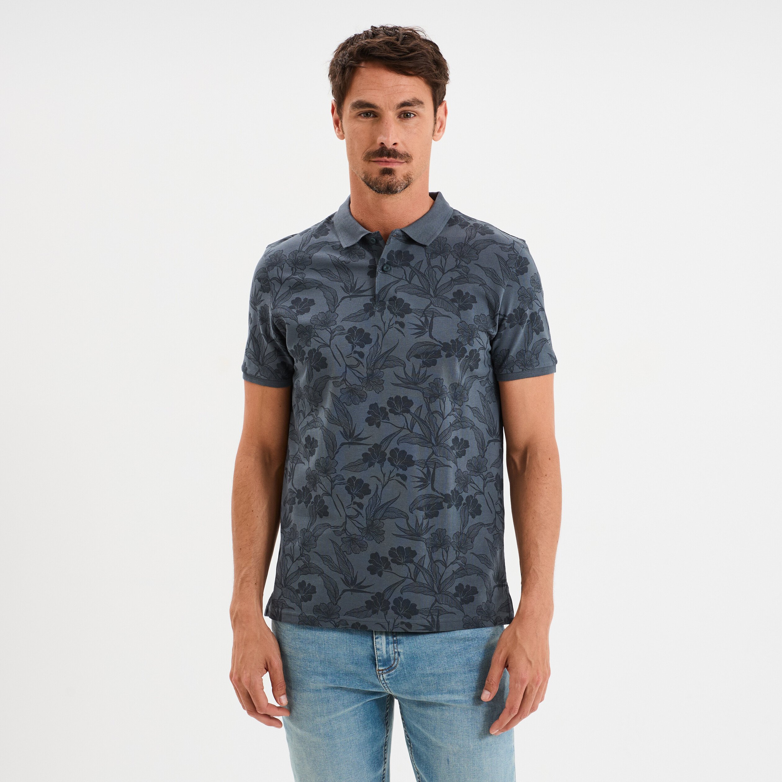 polo droit manches courtes coton bleu fonce homme Polo droit manches courtes coton bleu foncé homme