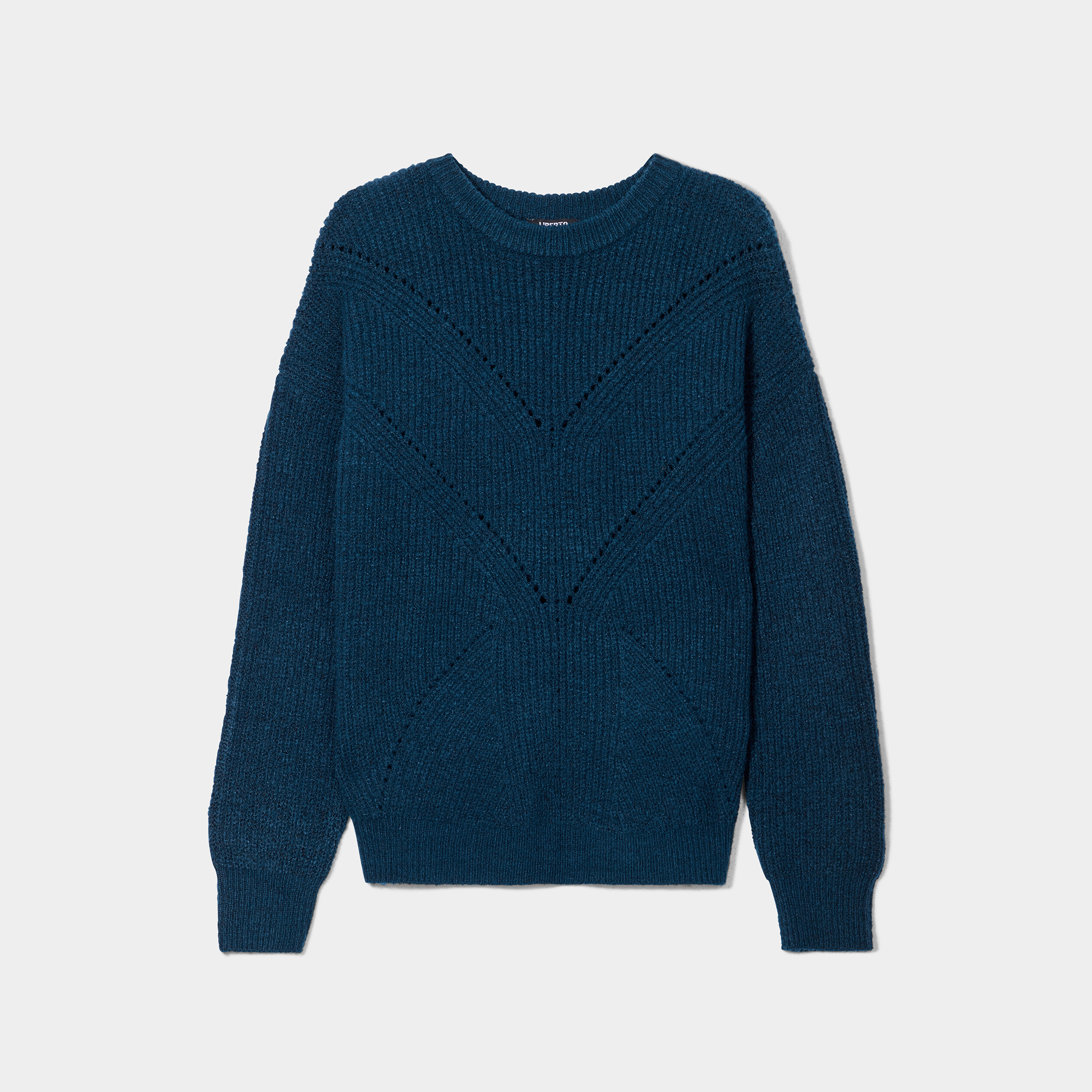 pull col rond aspect laineux bleu canard femme Pull col rond aspect laineux bleu canard femme
