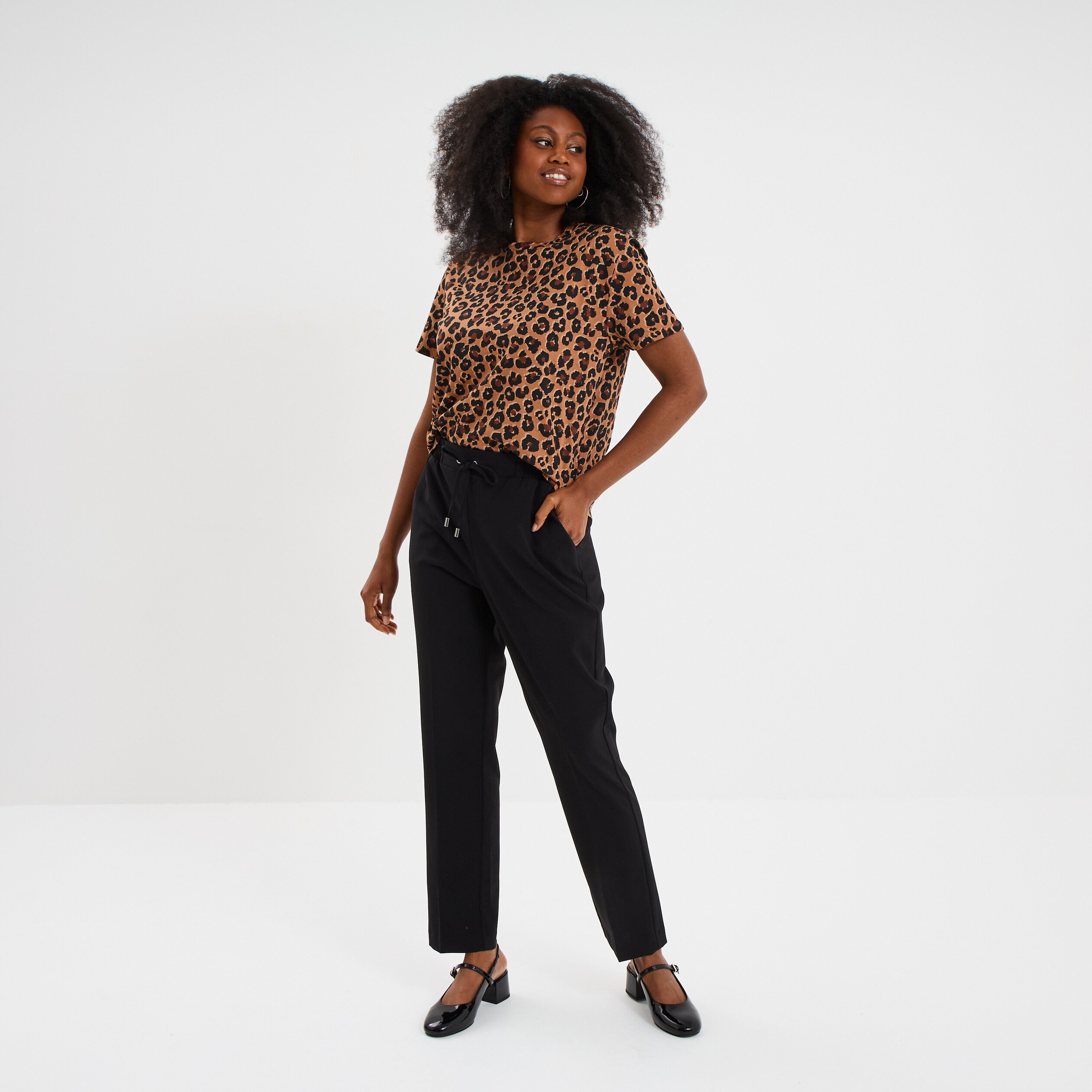 t shirt coton col rond manches courtes camel femme T-shirt coton col rond manches courtes camel femme