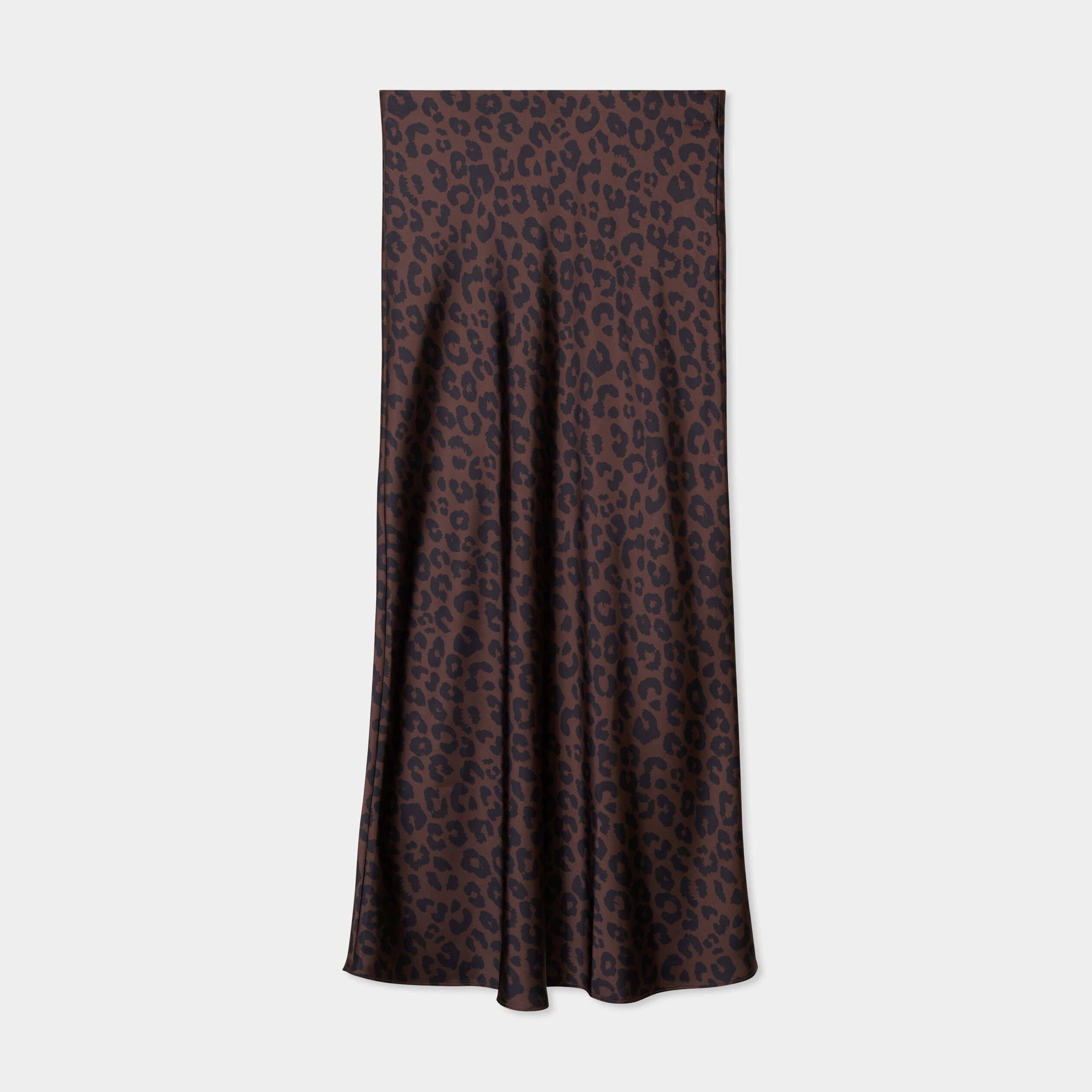 Jupe effet satin midi évasée marron foncé femme