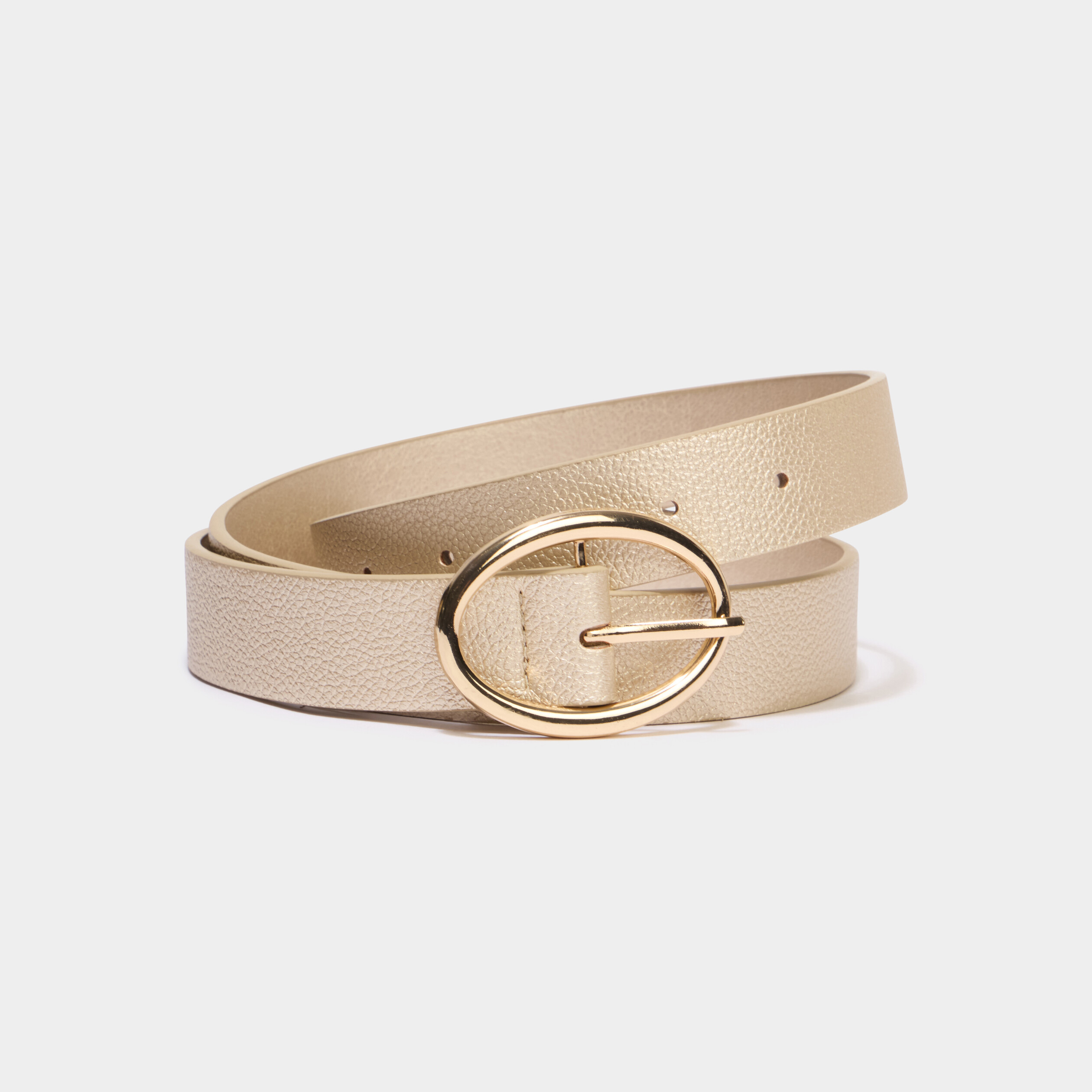 Ceinture boucle ovale couleur or femme