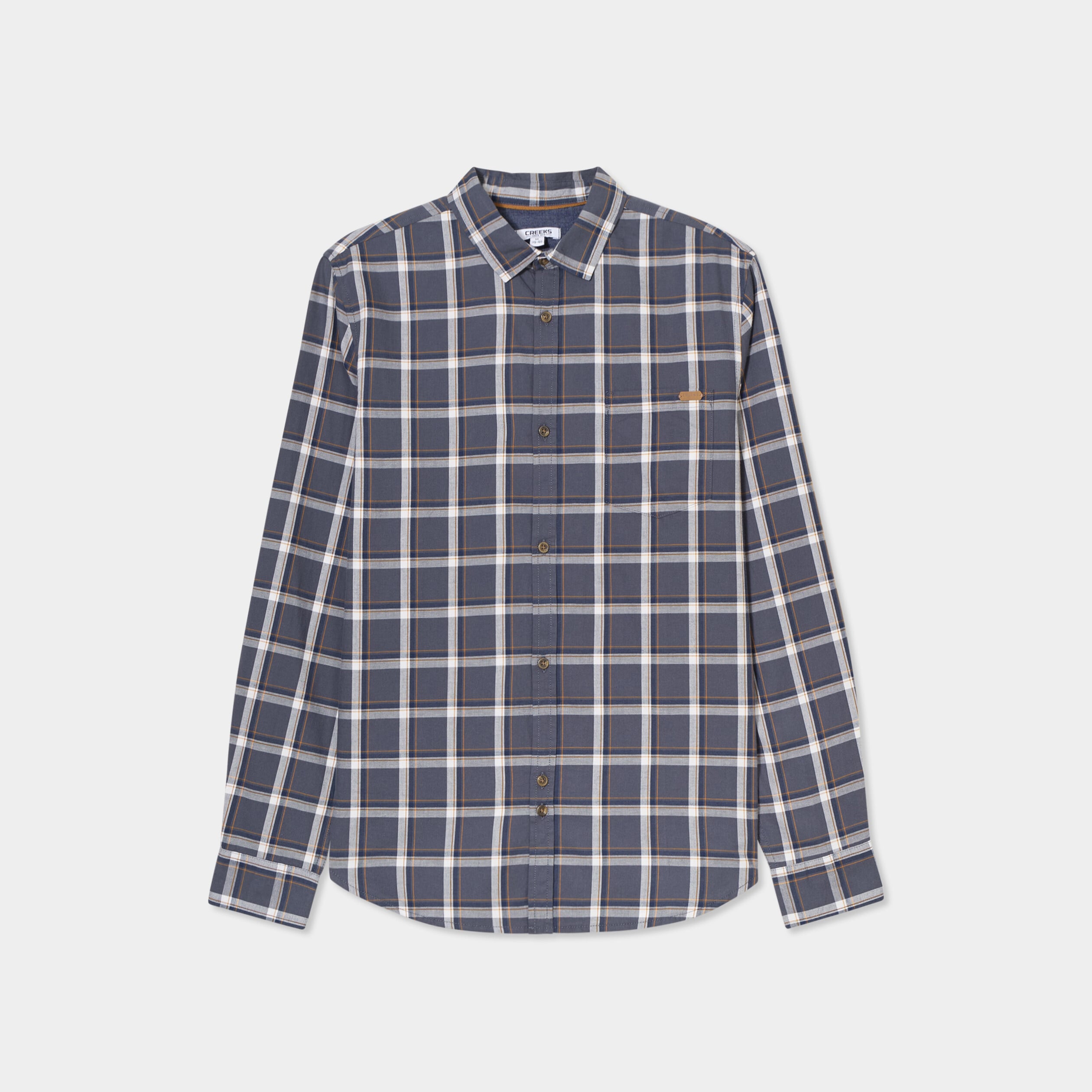 Chemise droite manches retrouss&eacute;es bleu fonc&eacute; homme