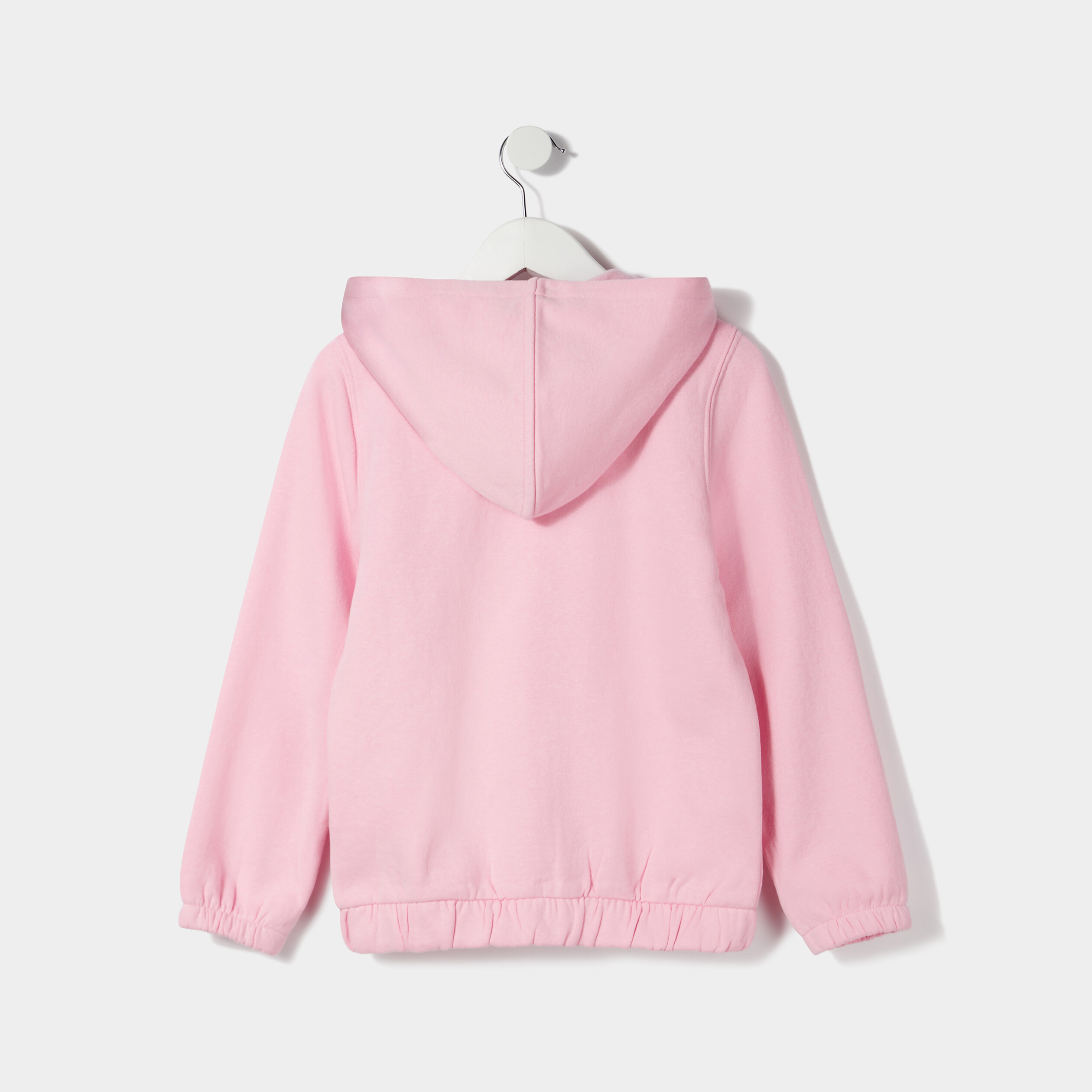 Sweat zippé molleton à capuche rose pastel fille