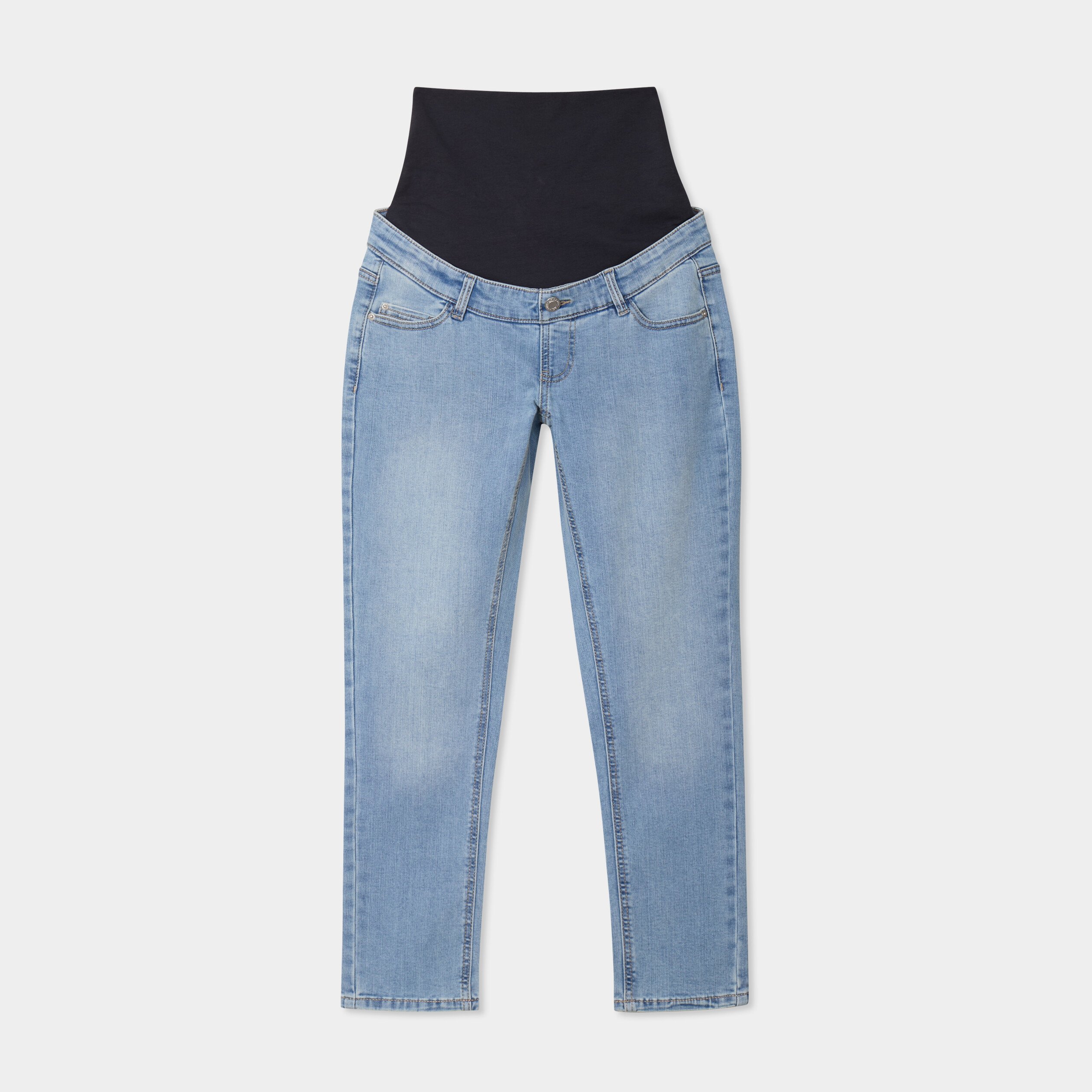 Jeans grossesse slim 7/8ème avec bandeau denim double stone femme maternité
