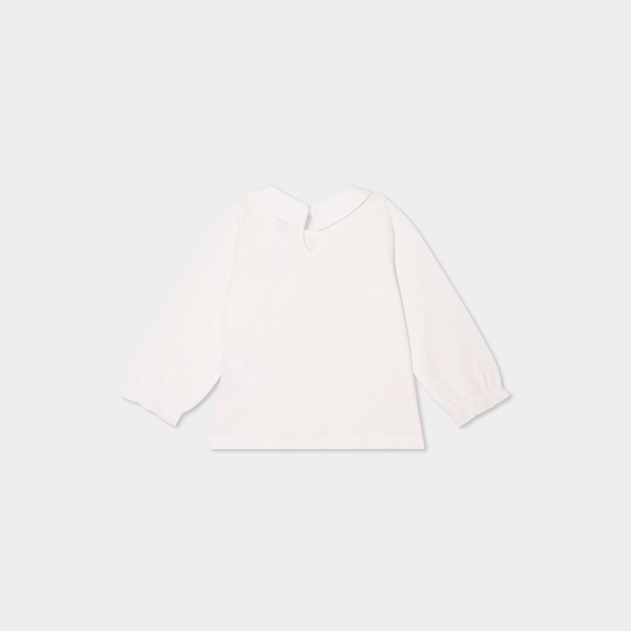 t shirt col claudine manches longues blanc bebef T-shirt col claudine manches longues blanc bébé fille