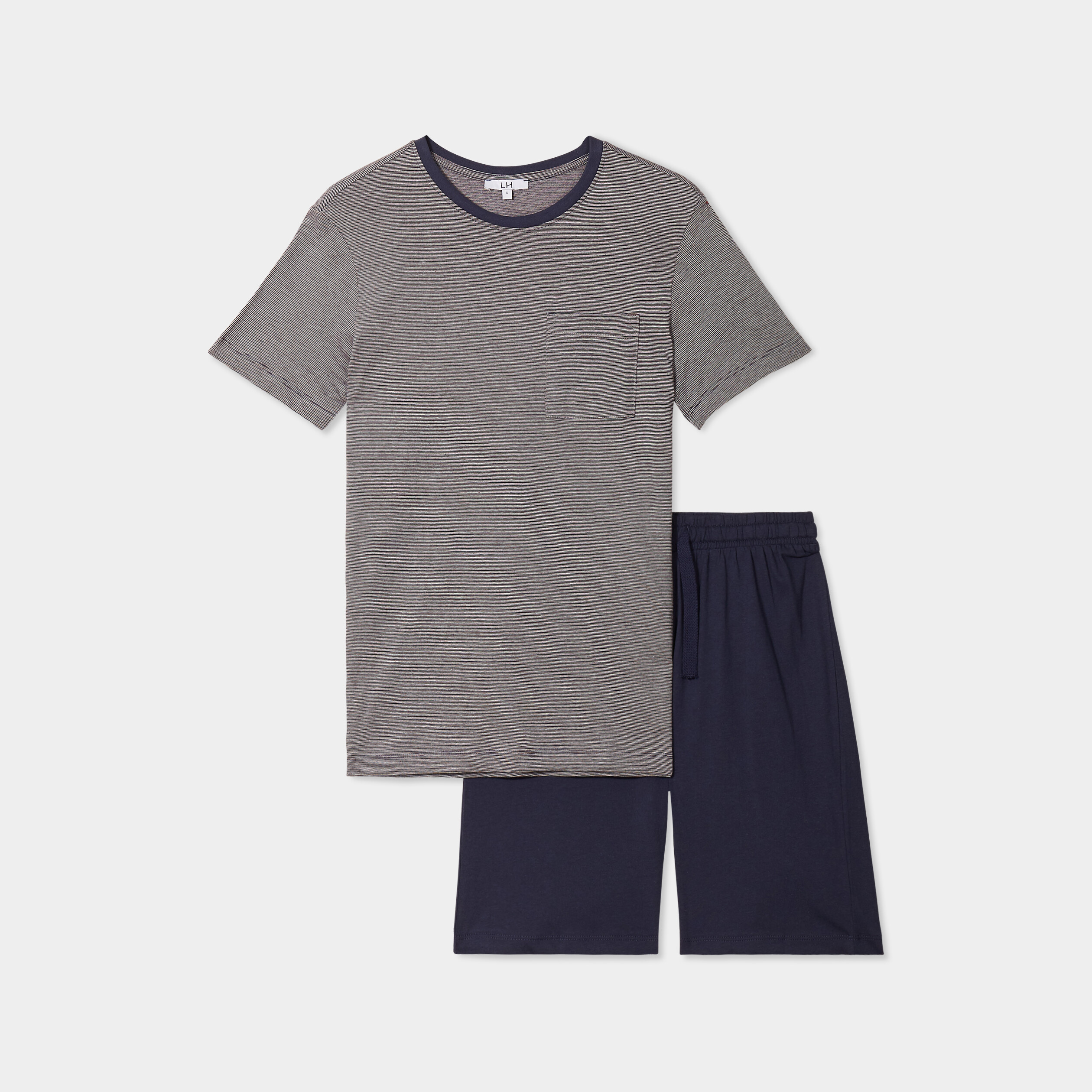 ensemble pyjama short et t shirt coton bleu marine homme Ensemble pyjama short et t-shirt coton bleu marine homme