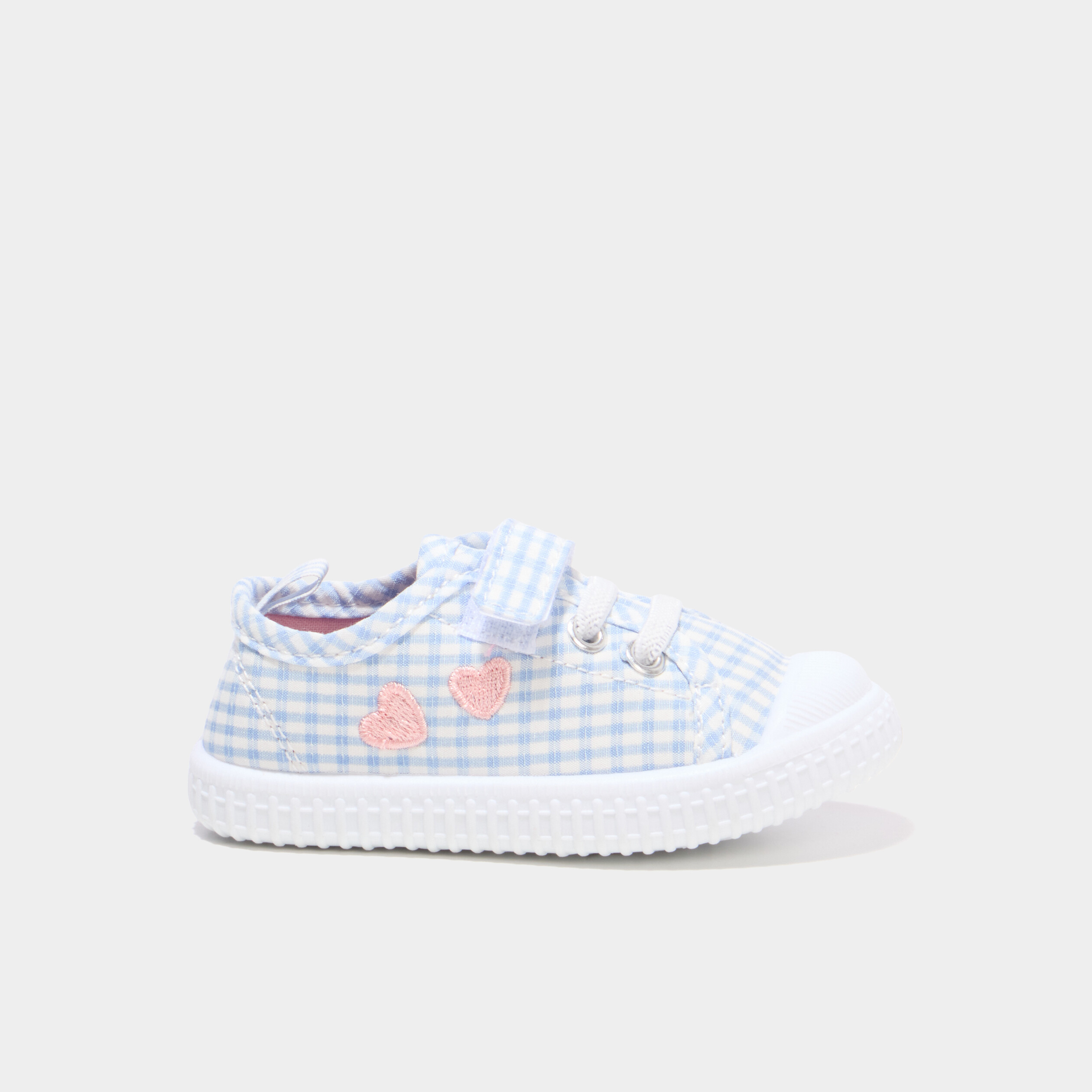 Tennis basses toile semelle souple bleu ciel b&eacute;b&eacute; fille