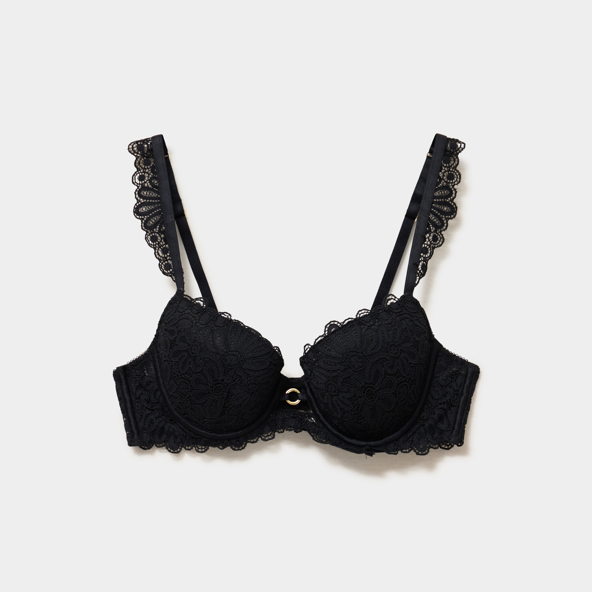 Soutien-gorge embo&icirc;tant padd&eacute; dentelle noir femme