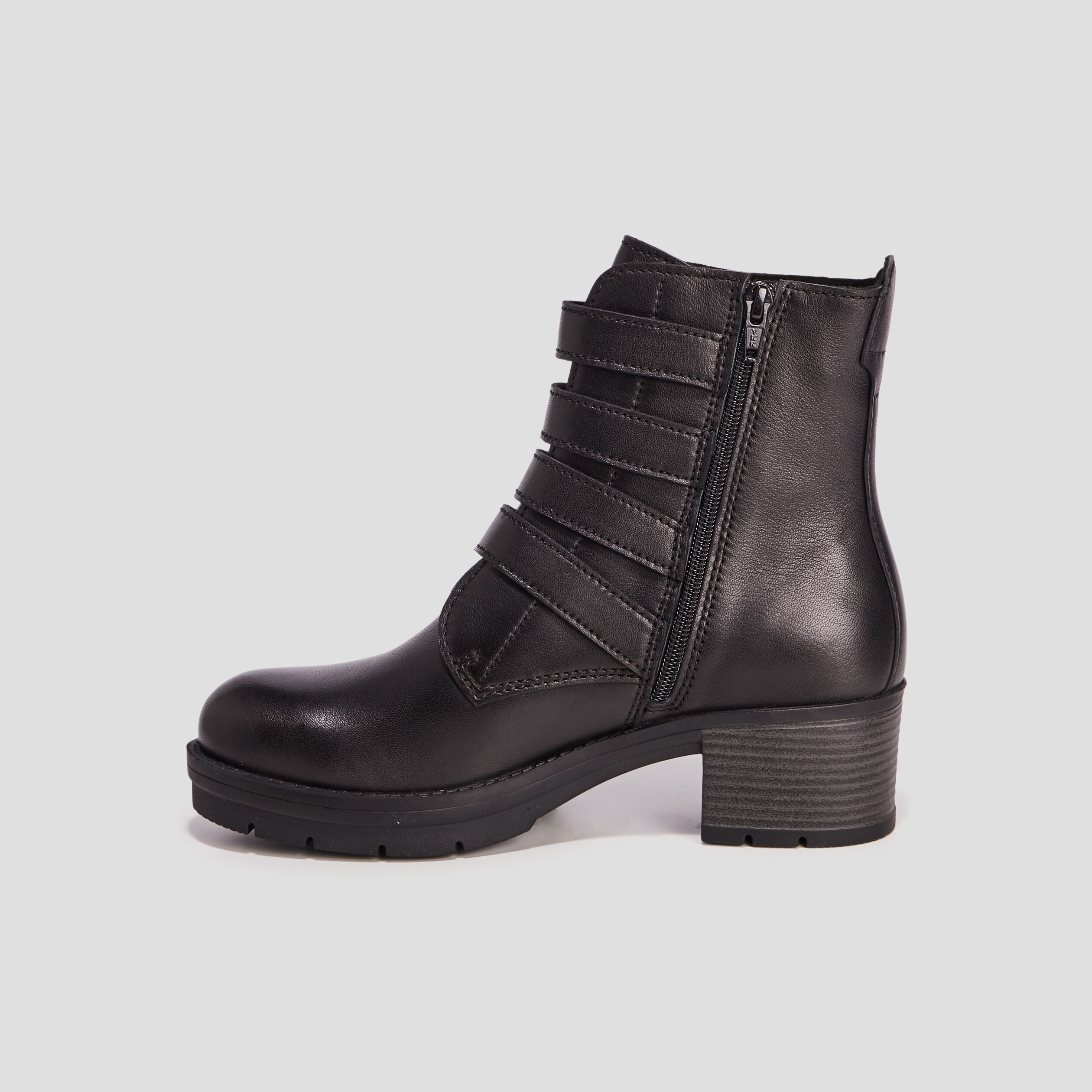 bottines avec boucles en cuir noir femme Bottines avec boucles en cuir noir femme