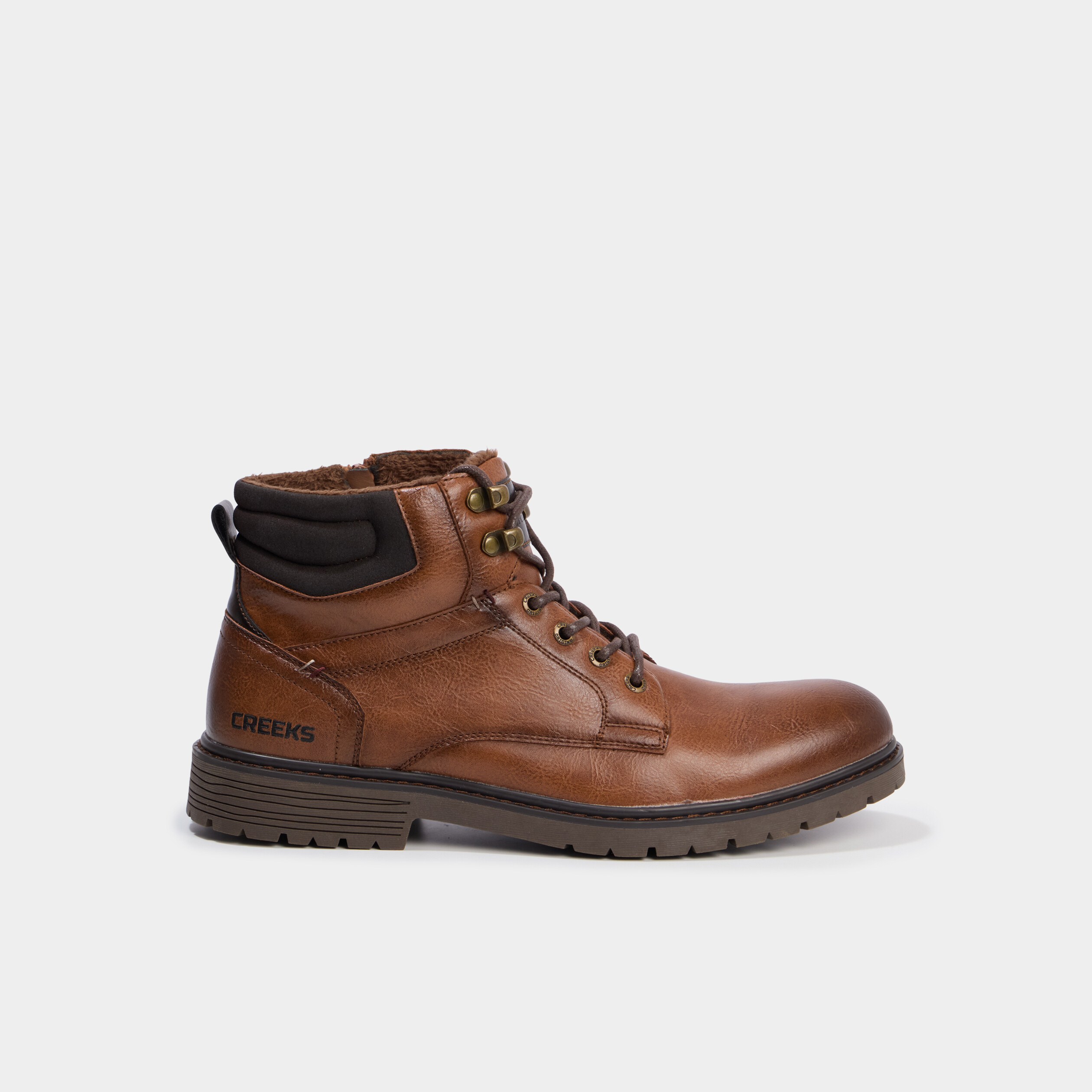 Bottines &agrave; lacets avec zip c&ocirc;t&eacute; marron clair homme