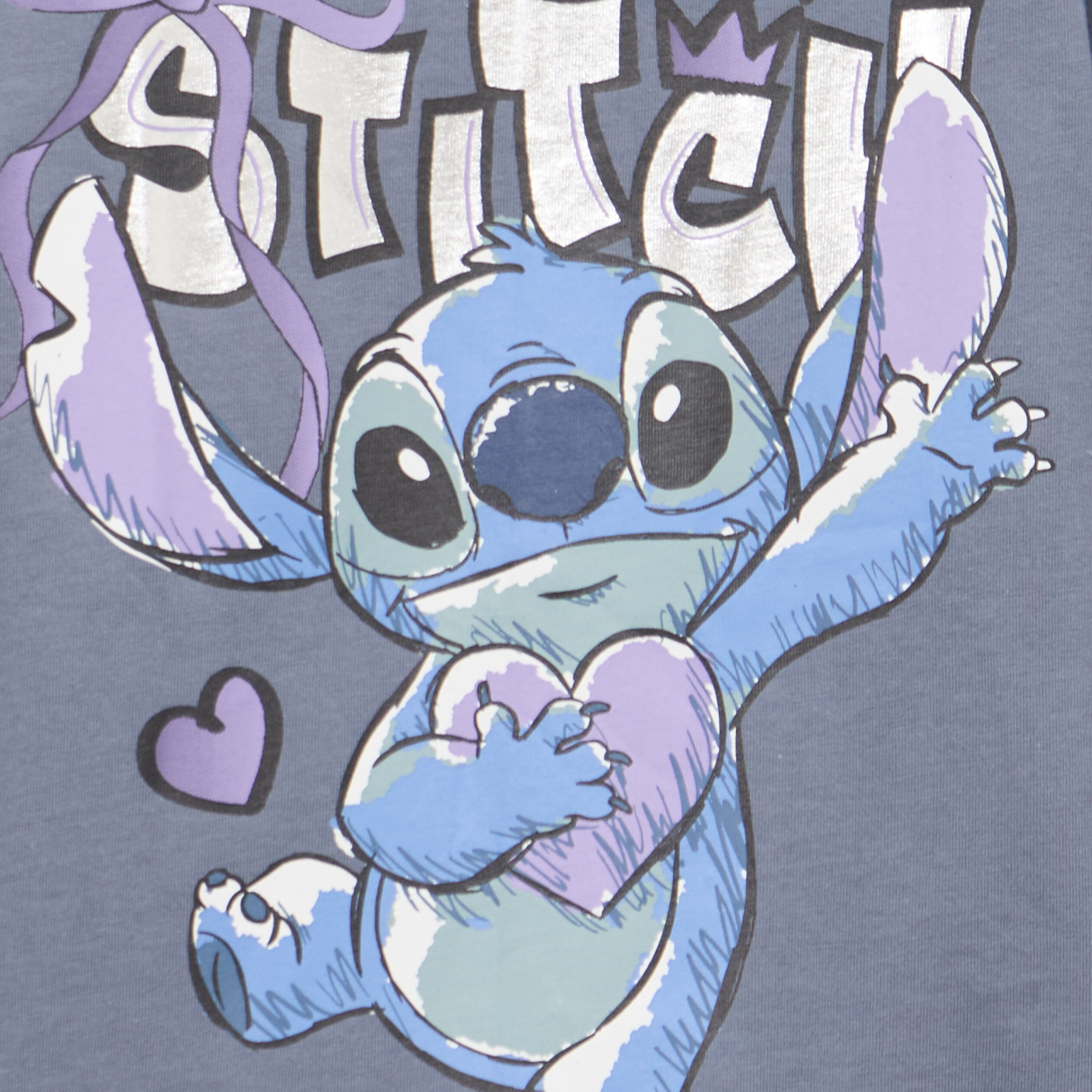 T-shirt manches longues coton Stitch gris clair fille
