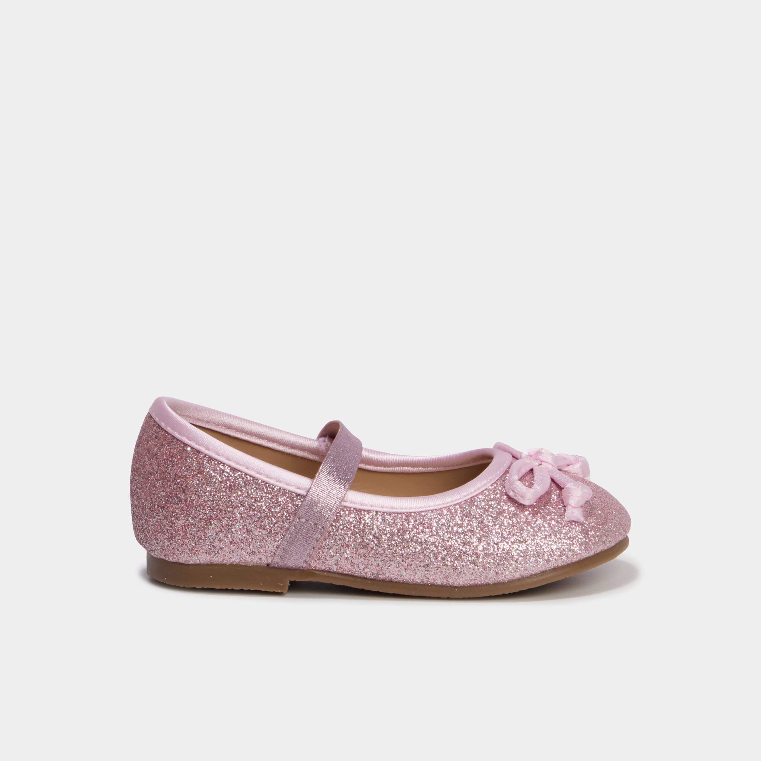 Ballerines &agrave; paillettes et noeuds rose b&eacute;b&eacute; fille
