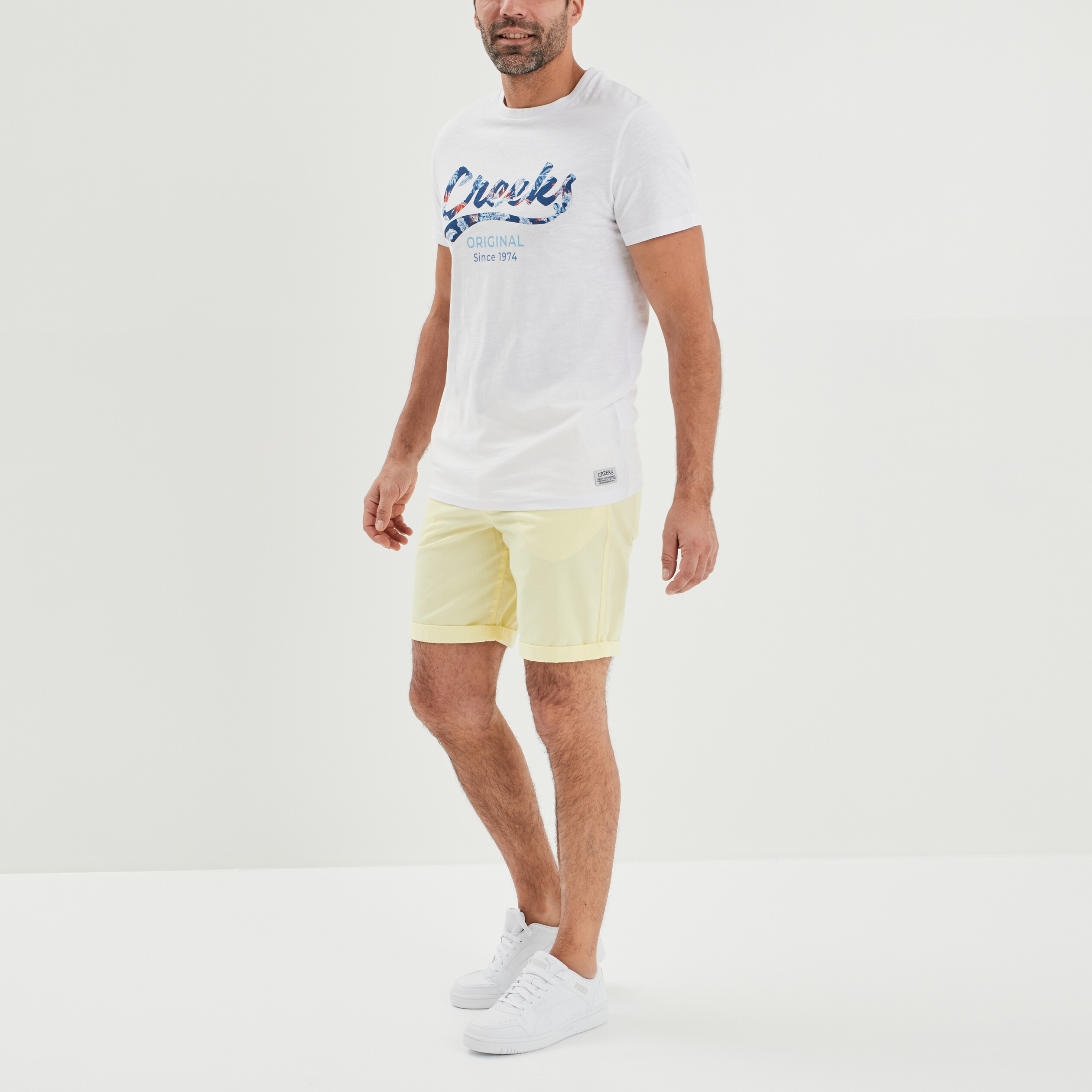 bermuda chino regular jaune clair homme Bermuda chino regular jaune clair homme