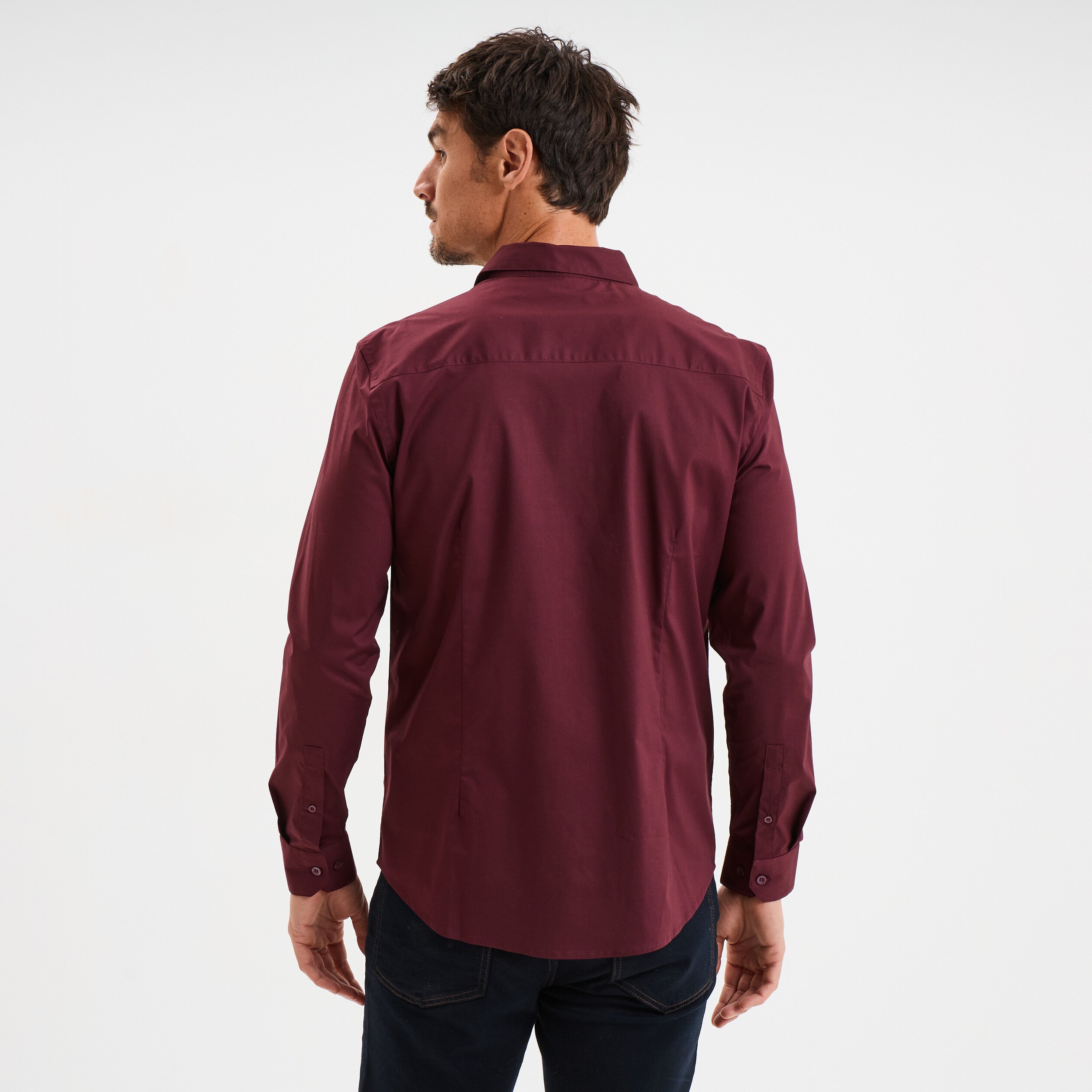 chemise stretch manches longues violet fonce homme Chemise stretch manches longues violet foncé homme