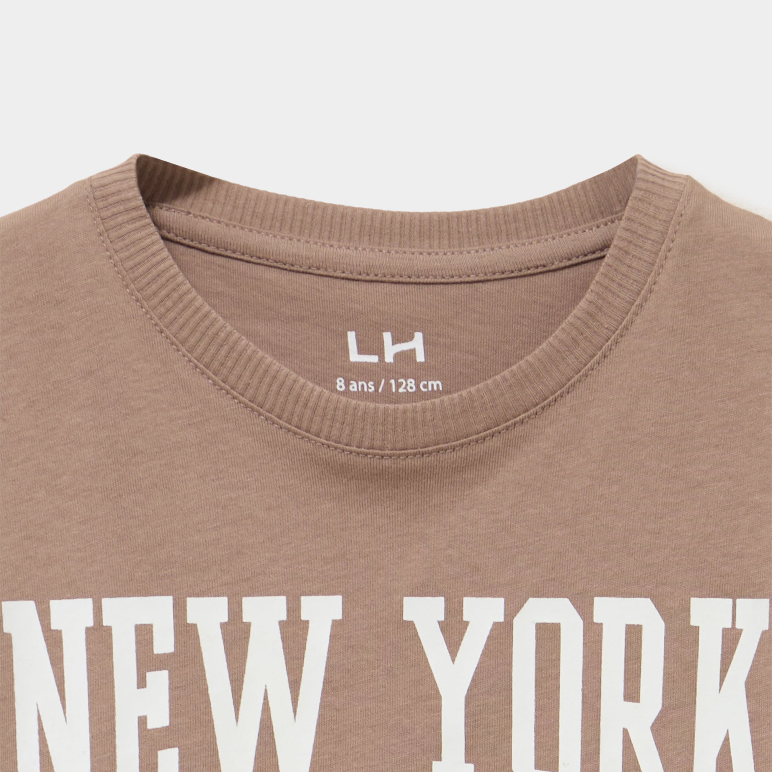 T-shirt manches longues coton taupe gar&ccedil;on