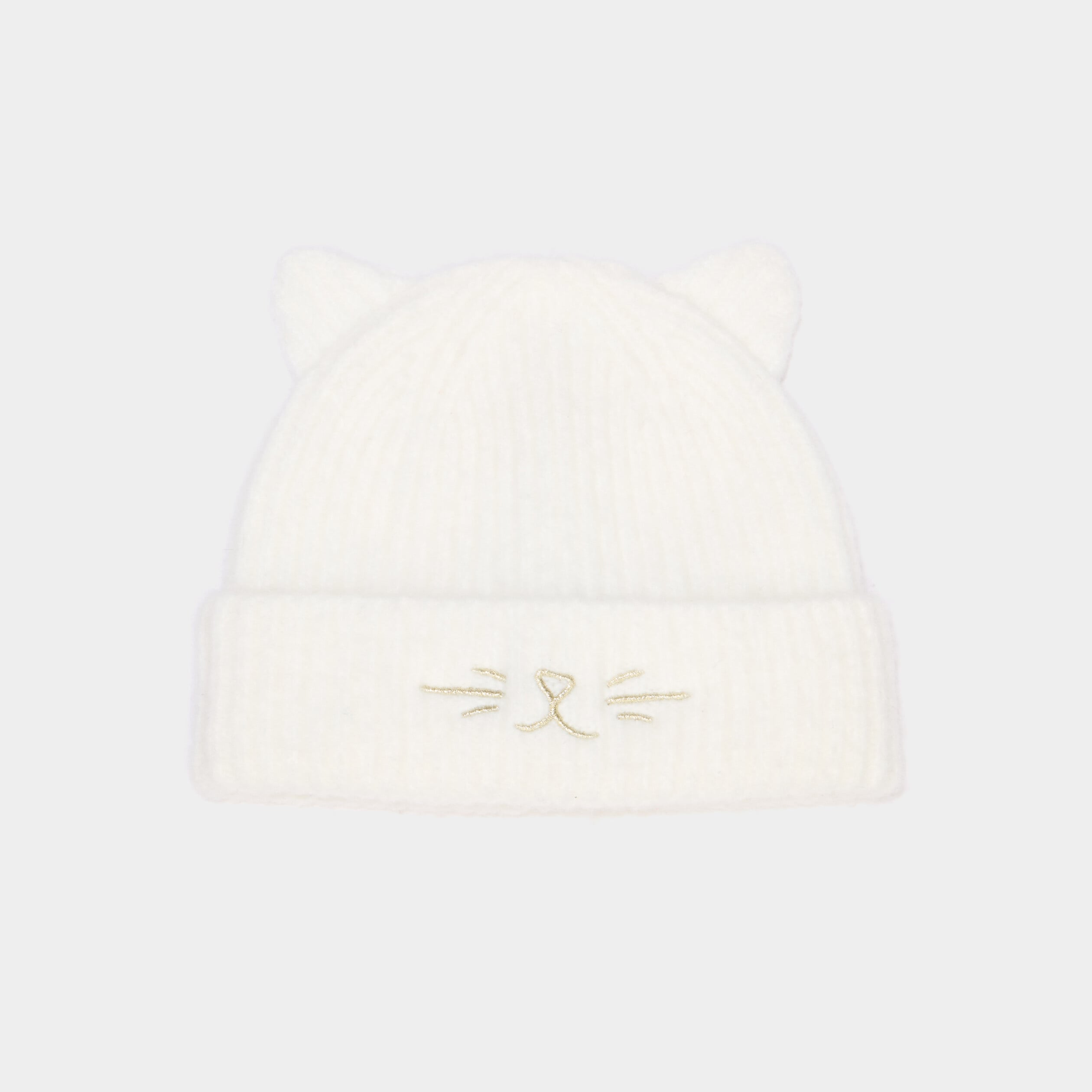 Bonnet oreille de chat ivoire fille