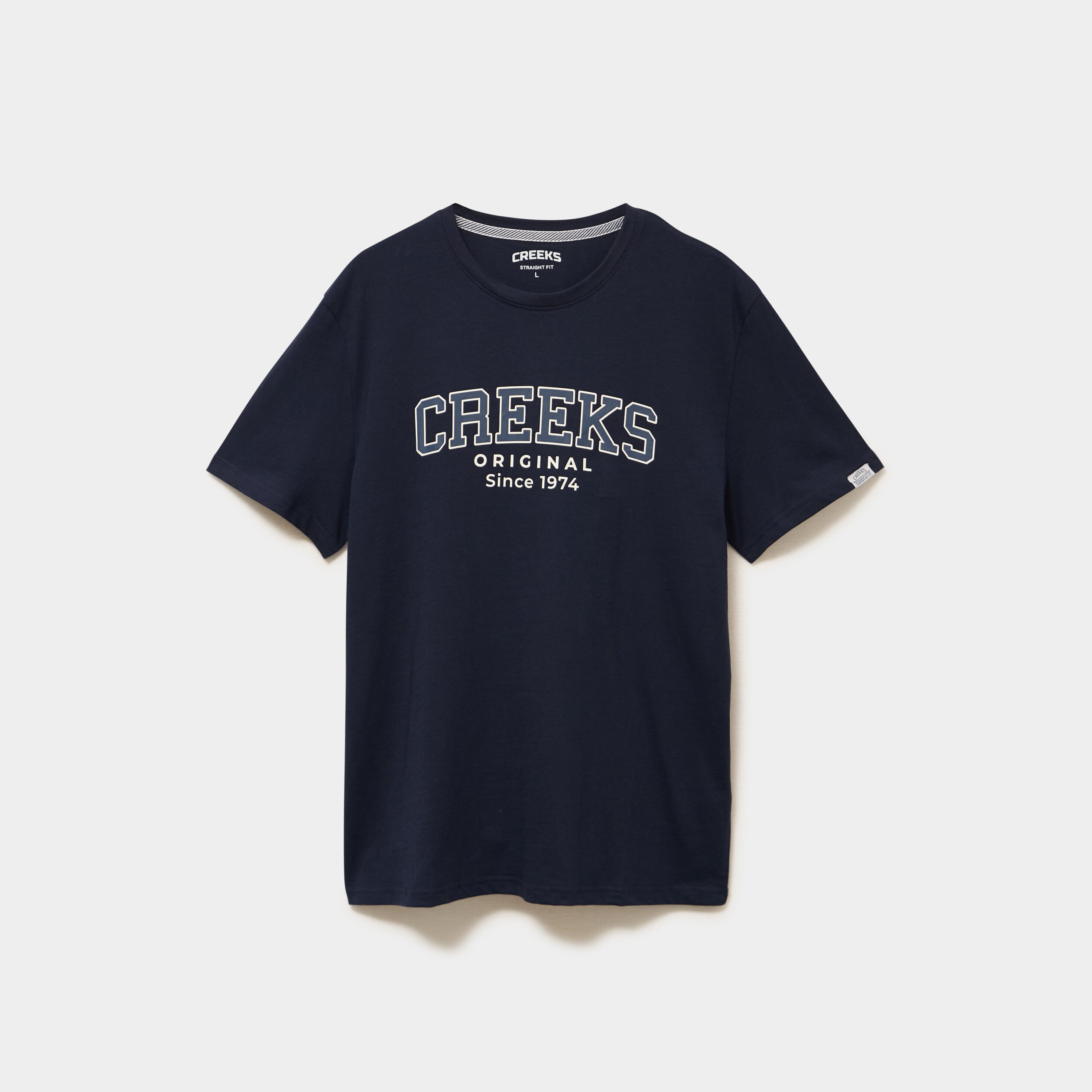 T-shirt col rond manches courtes coton bleu marine homme