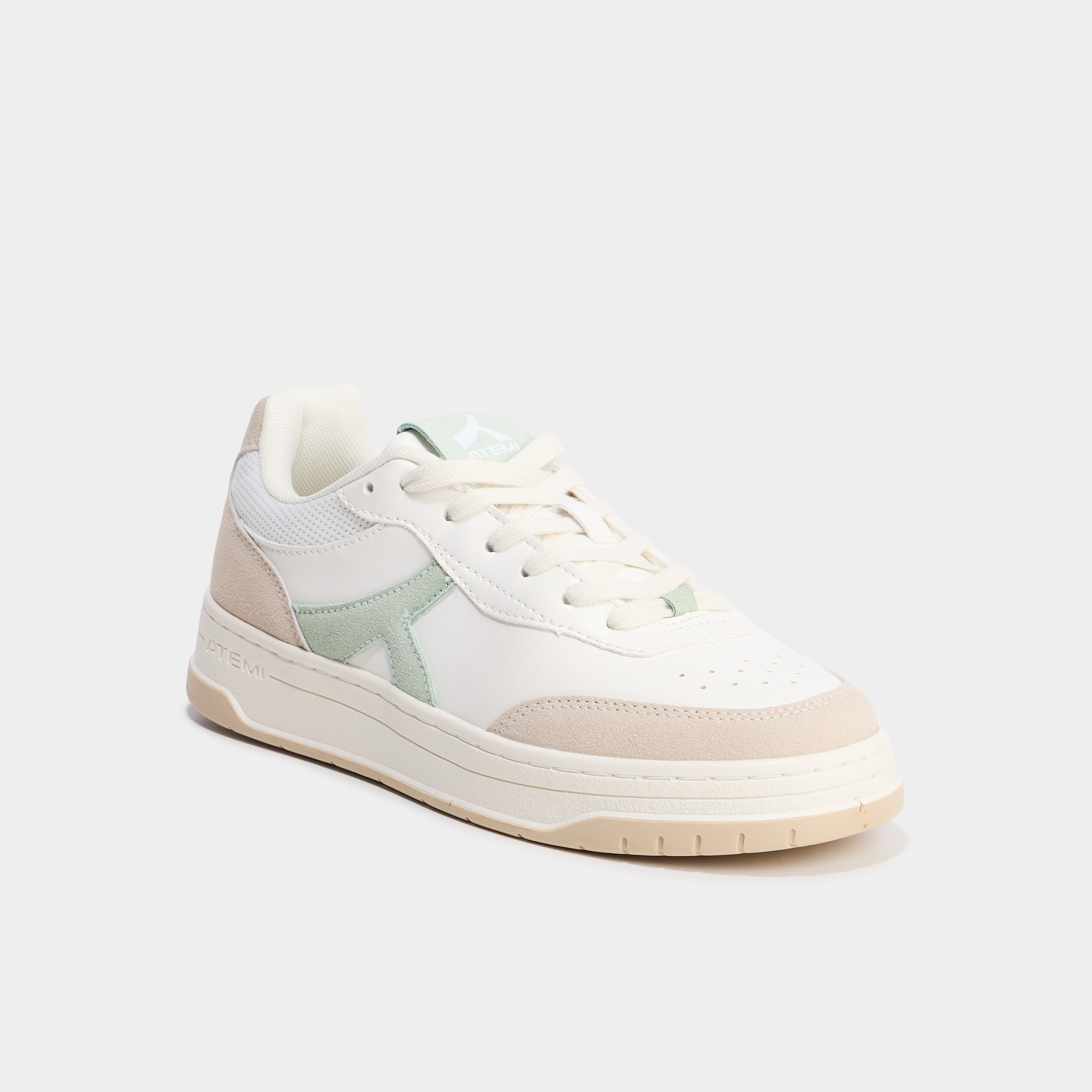 Tennis basses &agrave; lacets vert femme