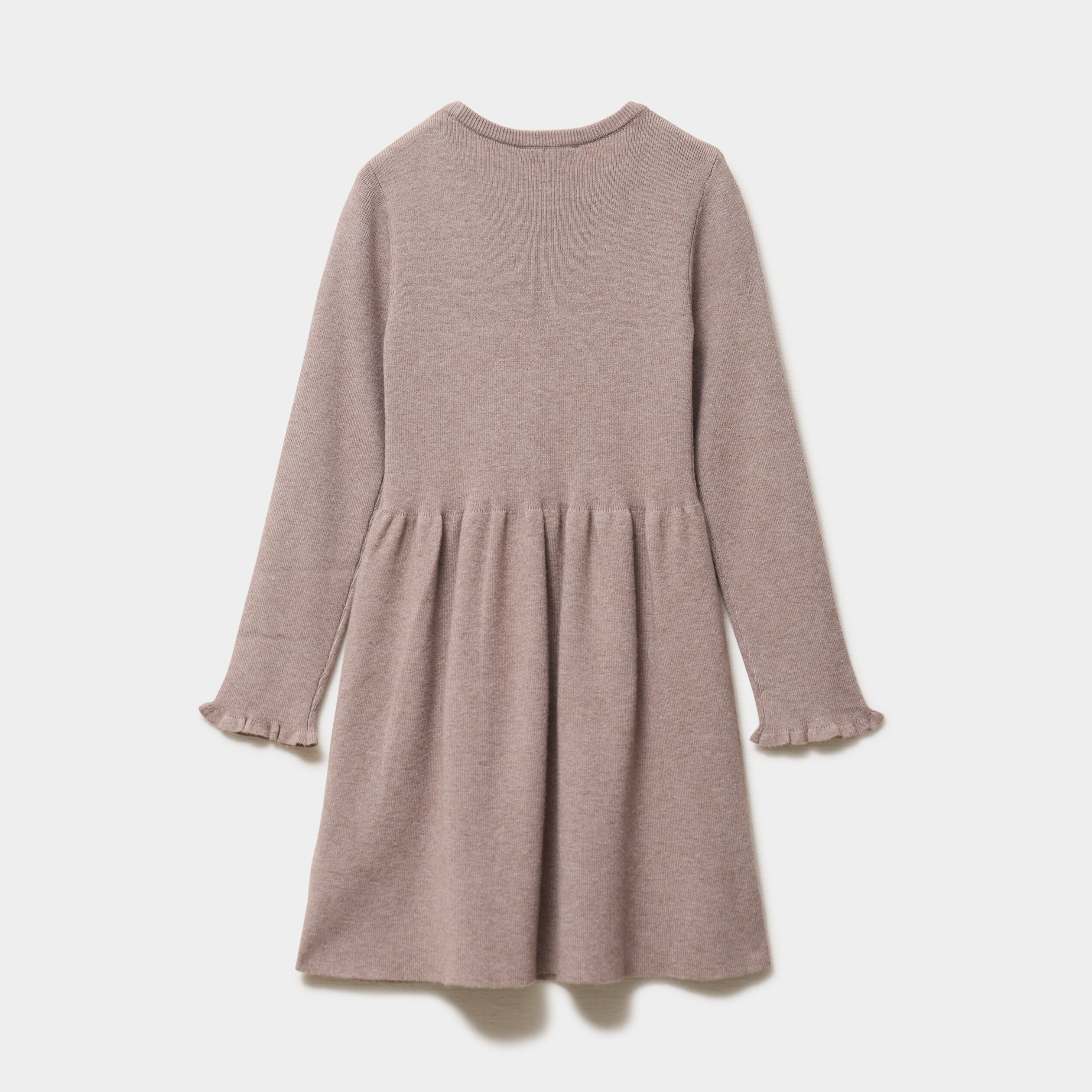 Robe tricot &eacute;vas&eacute;e manches longues taupe fille