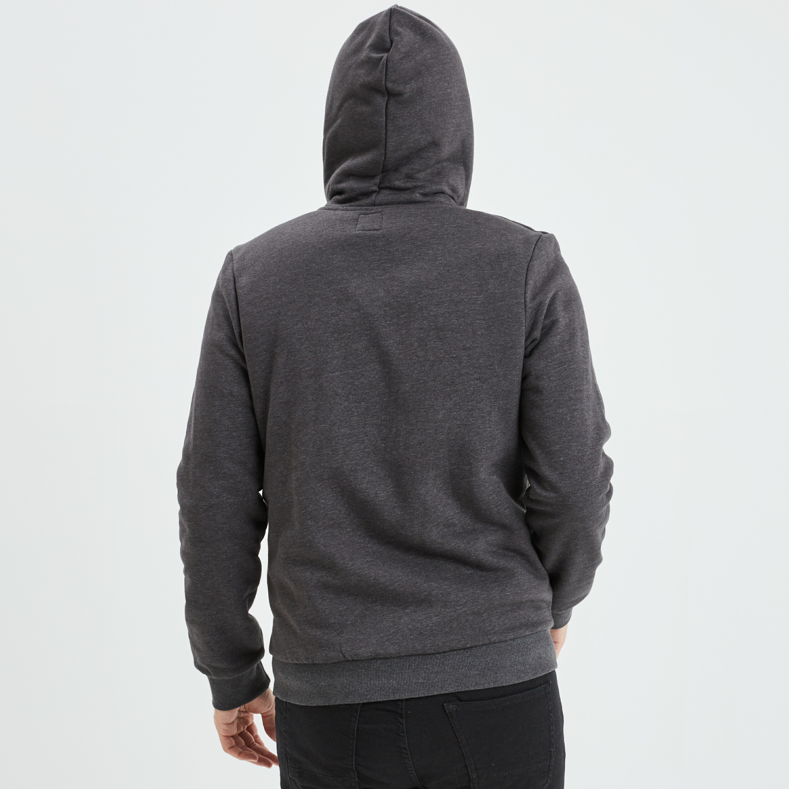 Sweat zippé à capuche gris foncé homme