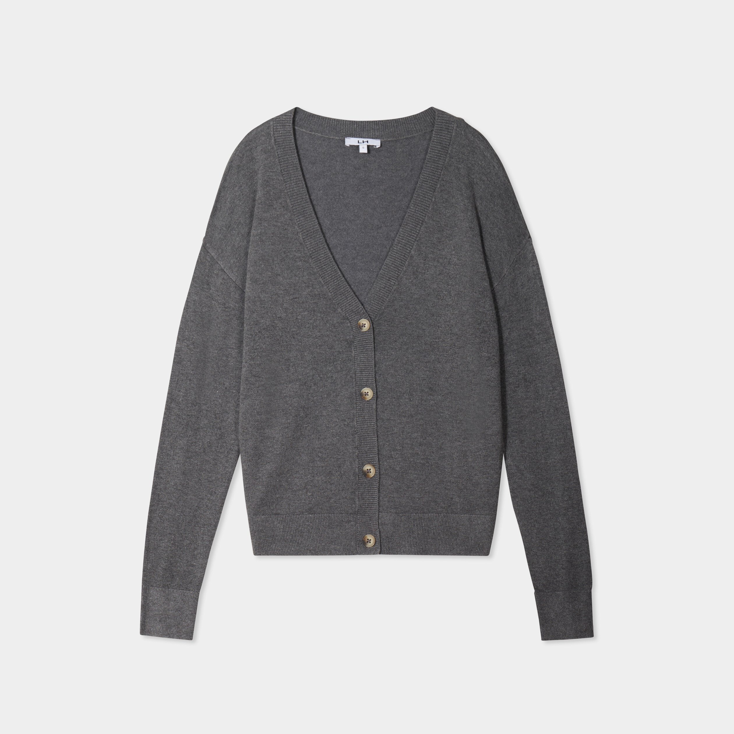 gilet col en v boutonne gris femme Gilet col en V boutonné gris femme