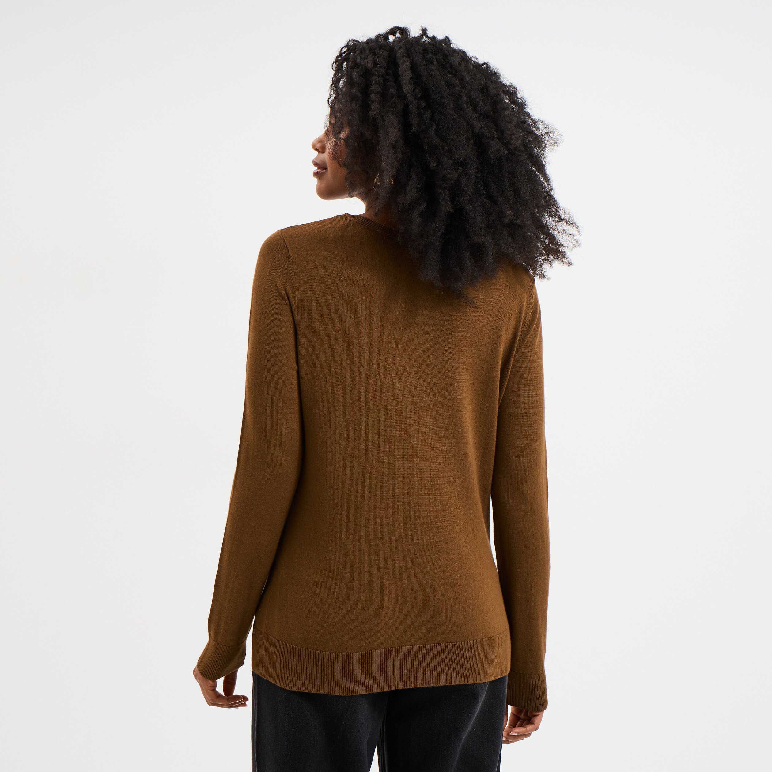 pull col en v manches longues taupe femme Pull col en V manches longues taupe femme