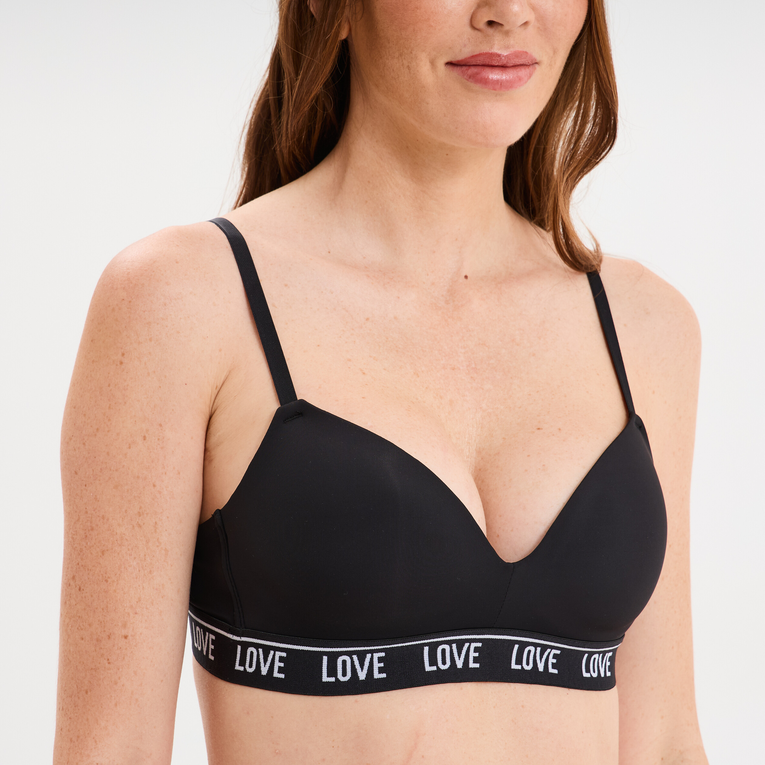 Soutien-gorge embo&icirc;tant padd&eacute; &eacute;lastiqu&eacute; noir femme