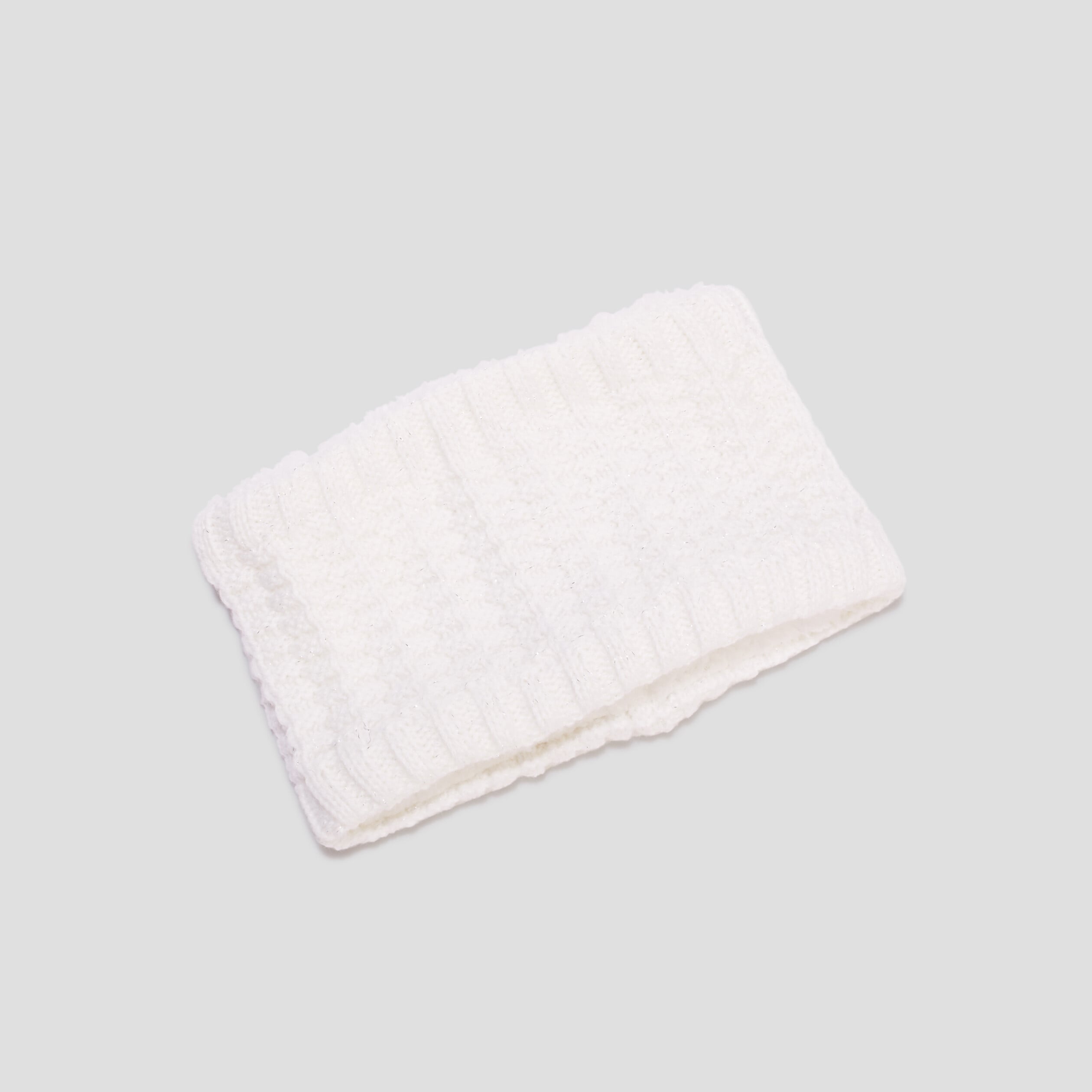Tour de cou tricot&eacute; doublure laine ivoire b&eacute;b&eacute; fille