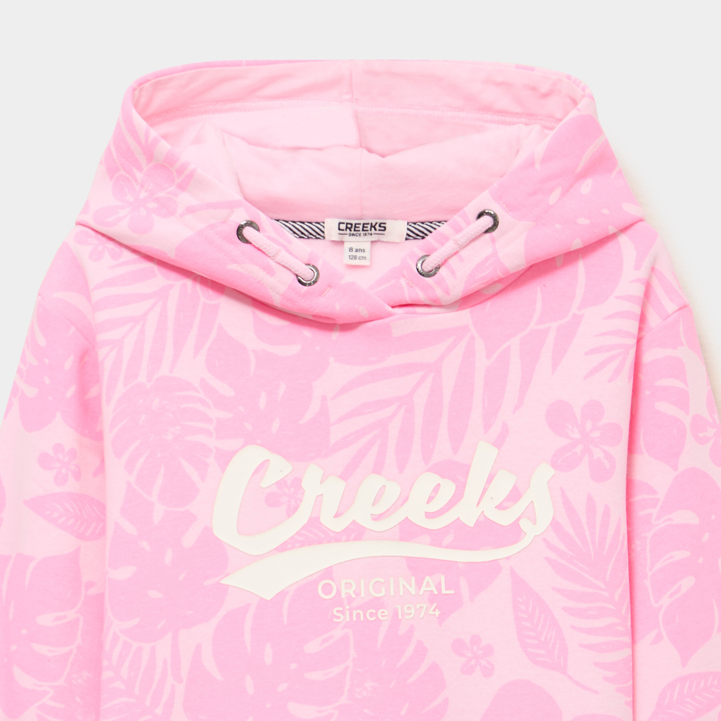 Sweat hoodie 1 poche &agrave; capuche rose fille