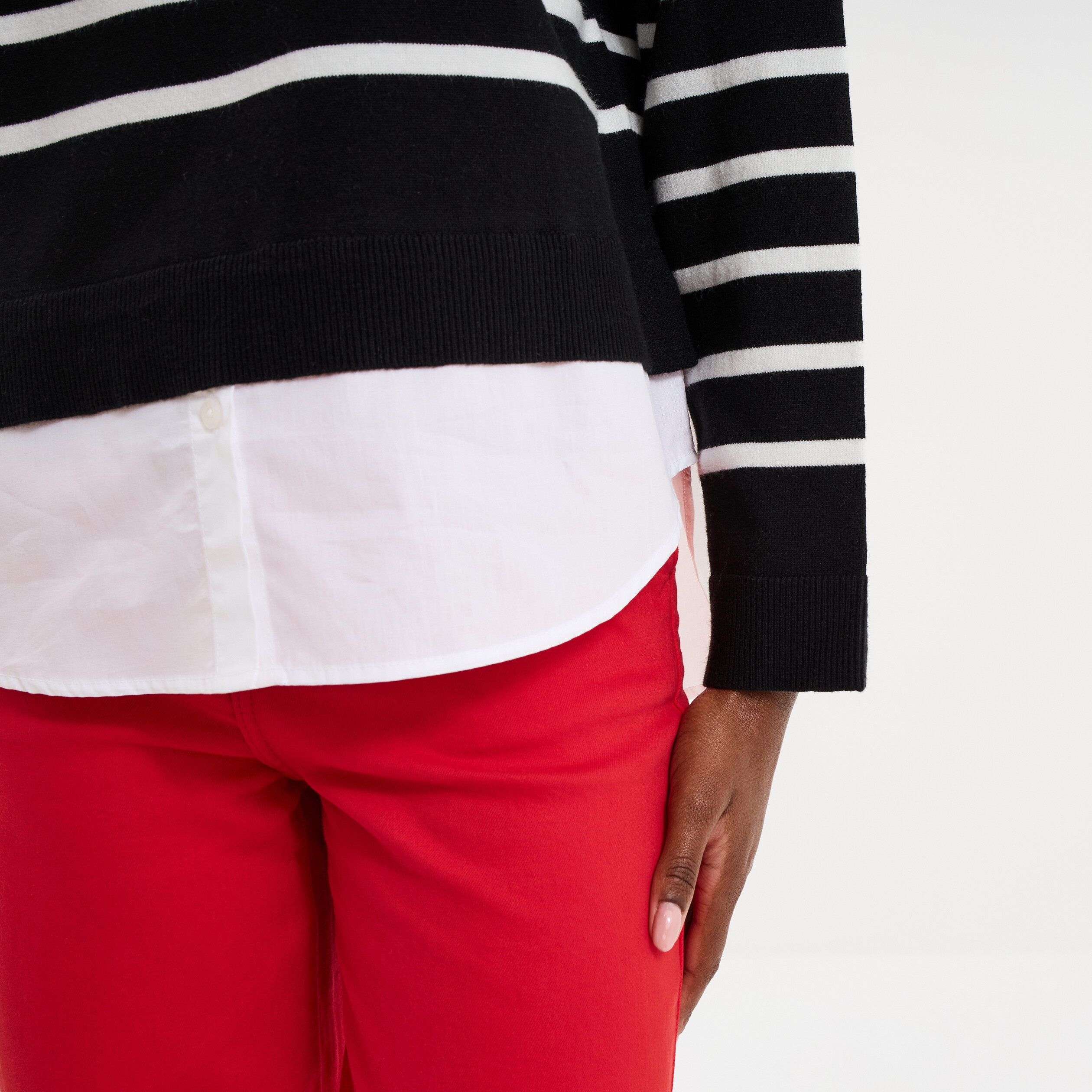 Pull effet 2-en-1 noir femme