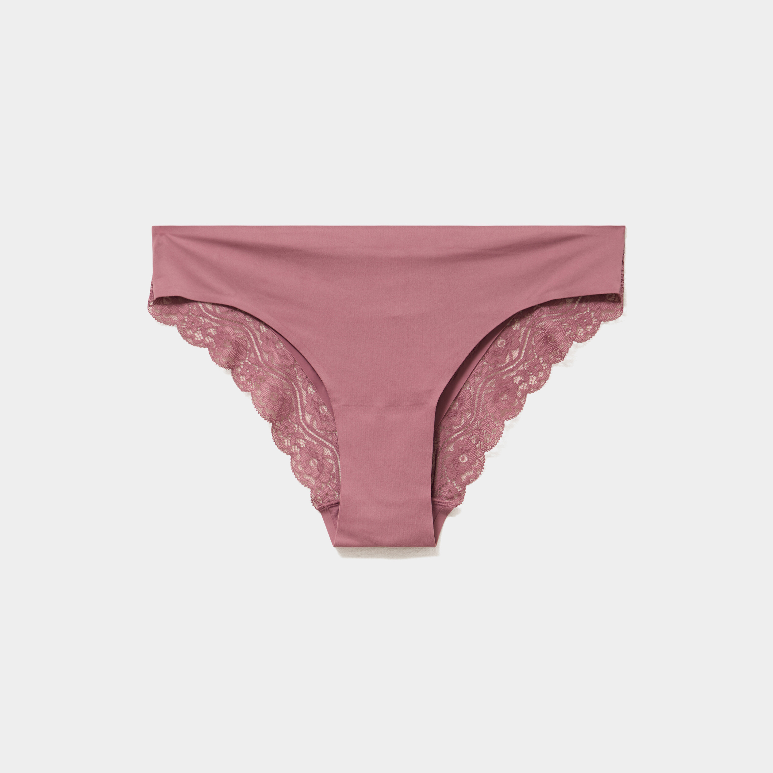 Culotte invisible &agrave; dentelle vieux rose femme